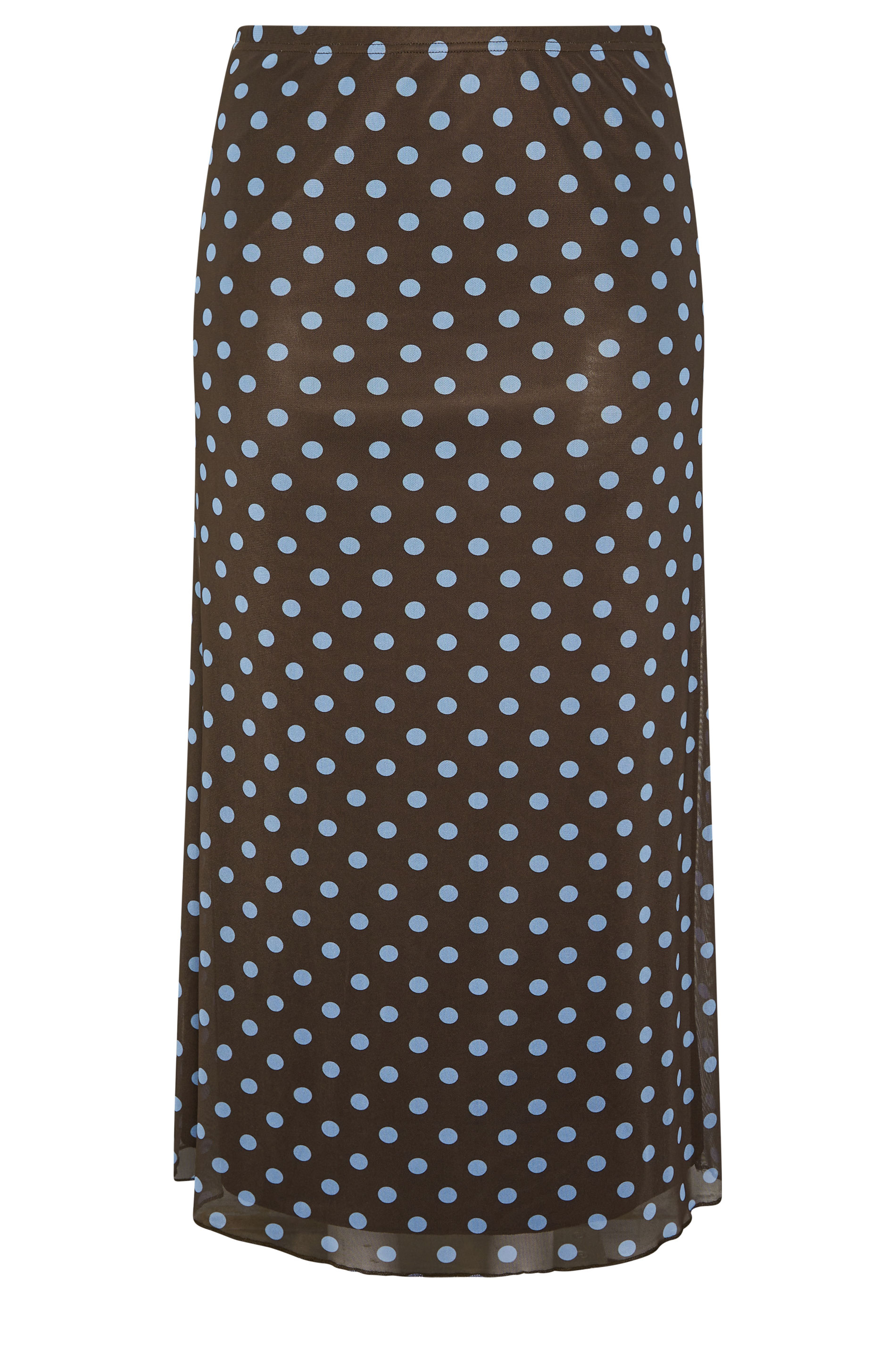 YOURS LONDON Plus Size Brown & Blue Polka Dot Maxi Skirt | Yours Clothing 6