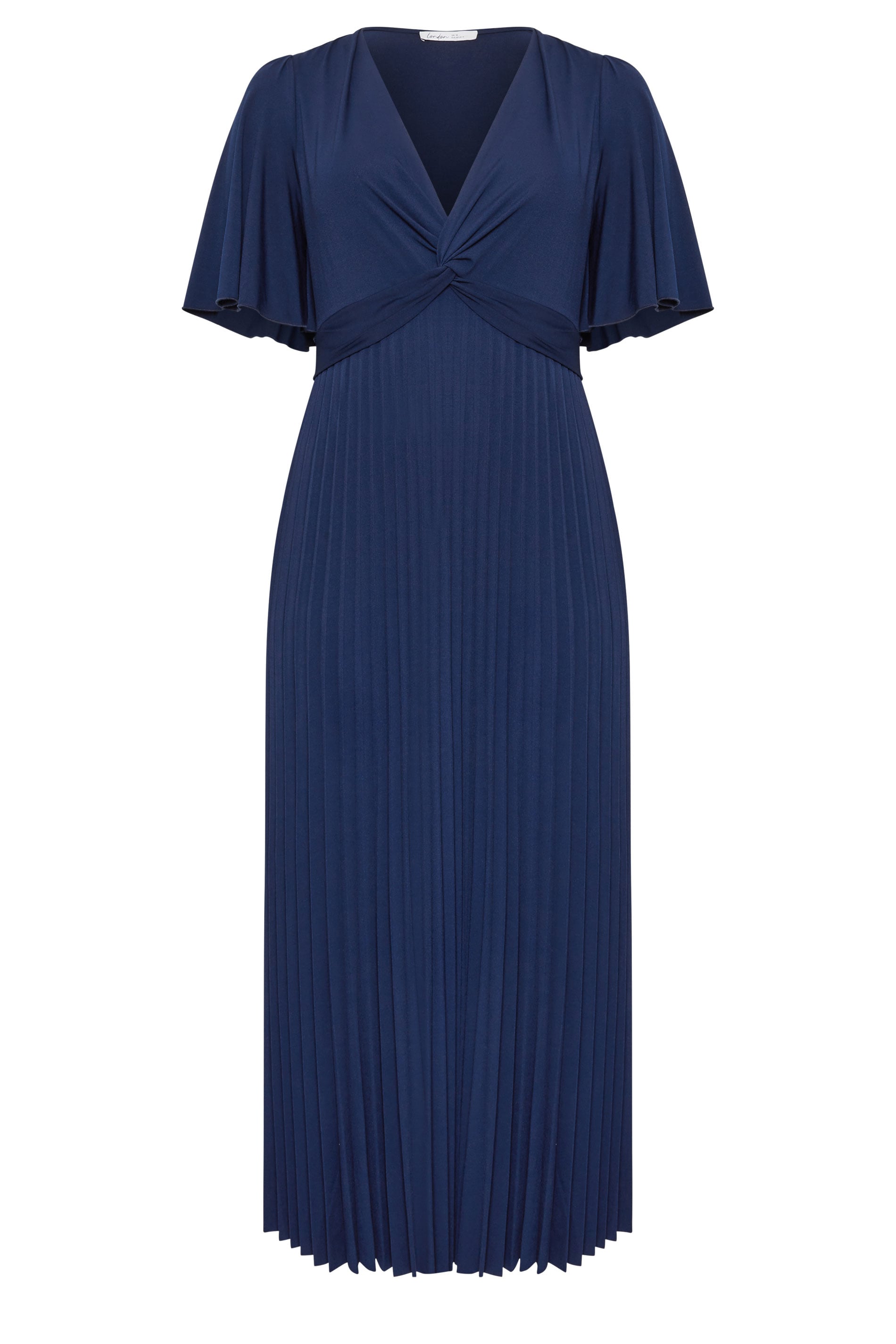 YOURS LONDON Curve Navy Blue Knot Pleated Maxi Dress | Yours Clothing 5