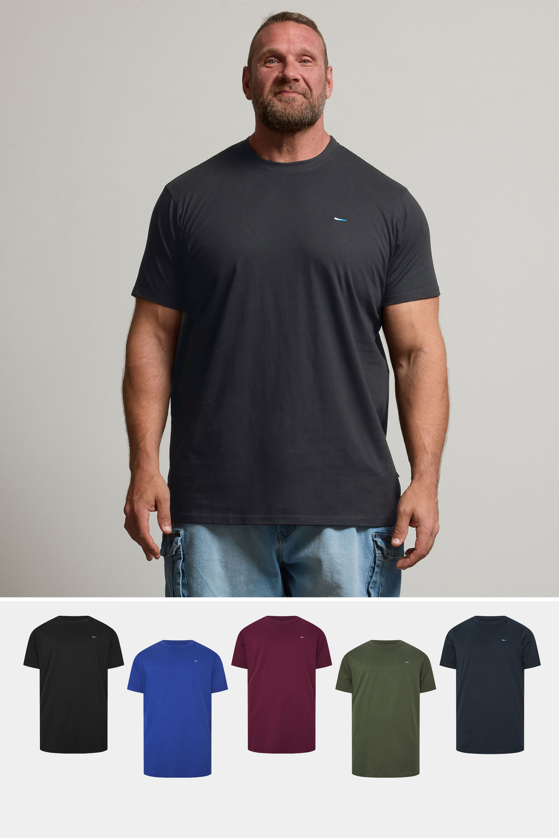 BadRhino Big & Tall Black/Blue/Red/Green/Navy 5 Pack Extra Long T-Shirts | BadRhino 2