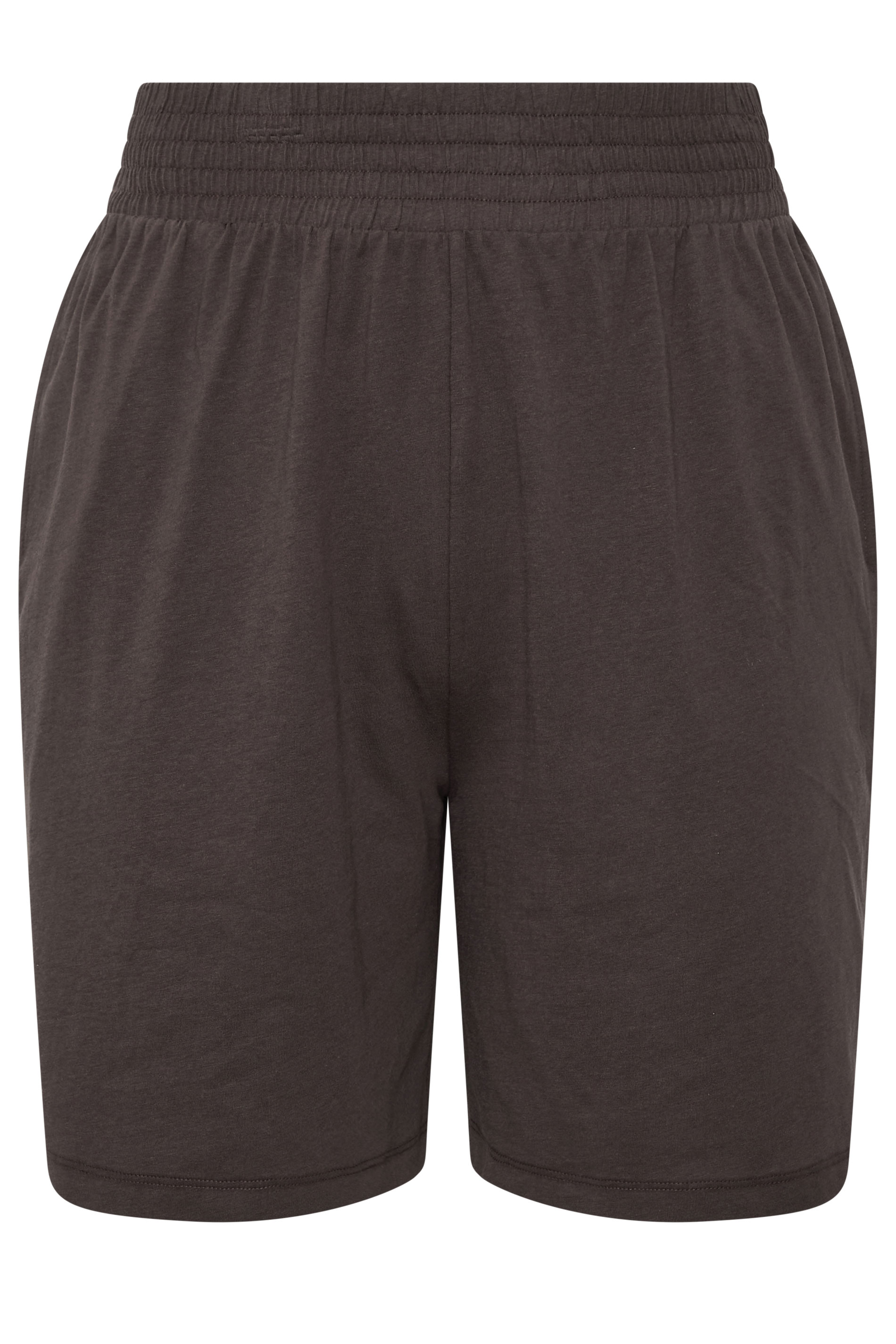 YOURS Plus Size Brown Shirred Waist Shorts | Yours Clothing 7