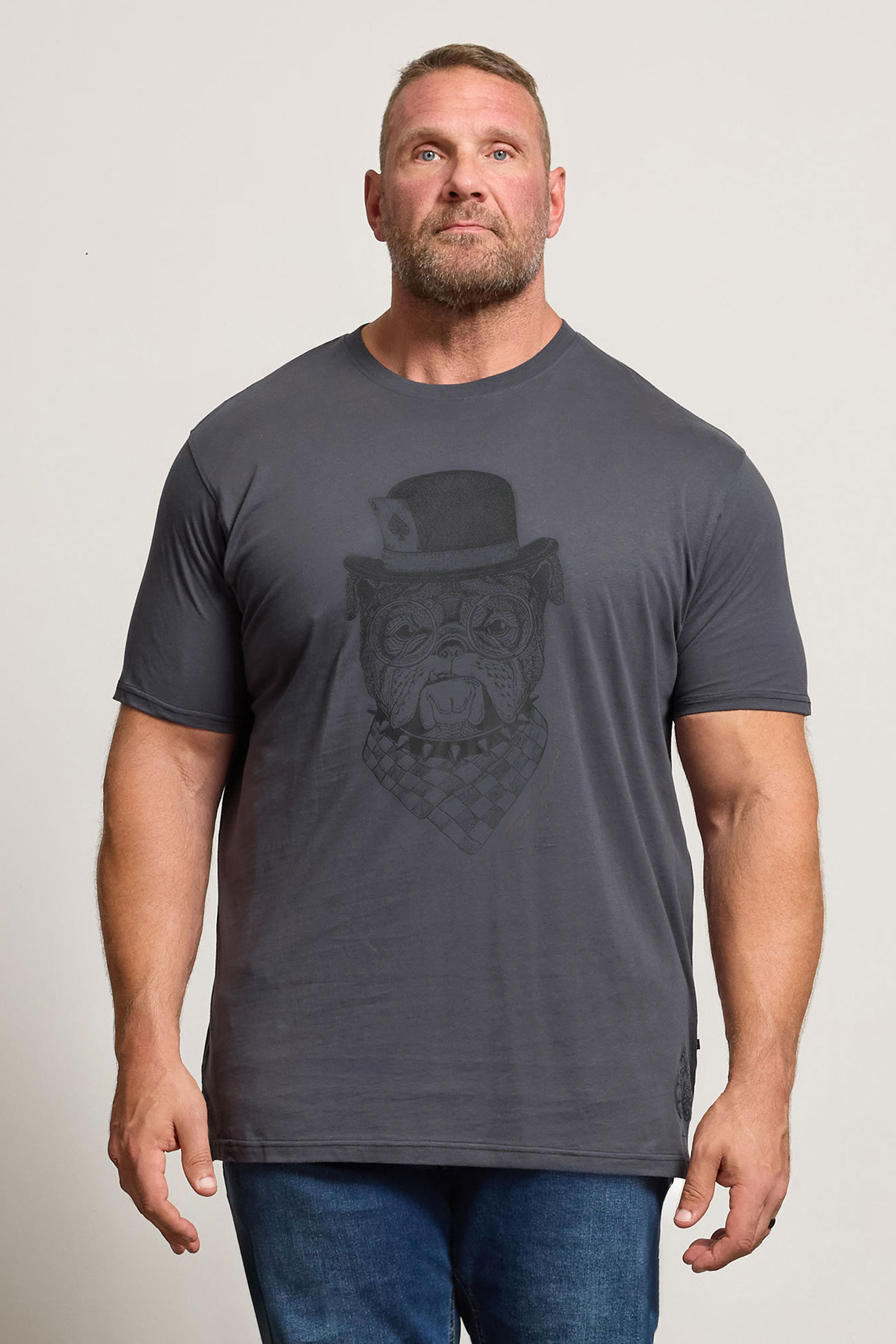 KAM Big & Tall Night Black Bulldog Graphic Print T-Shirt | BadRhino 3
