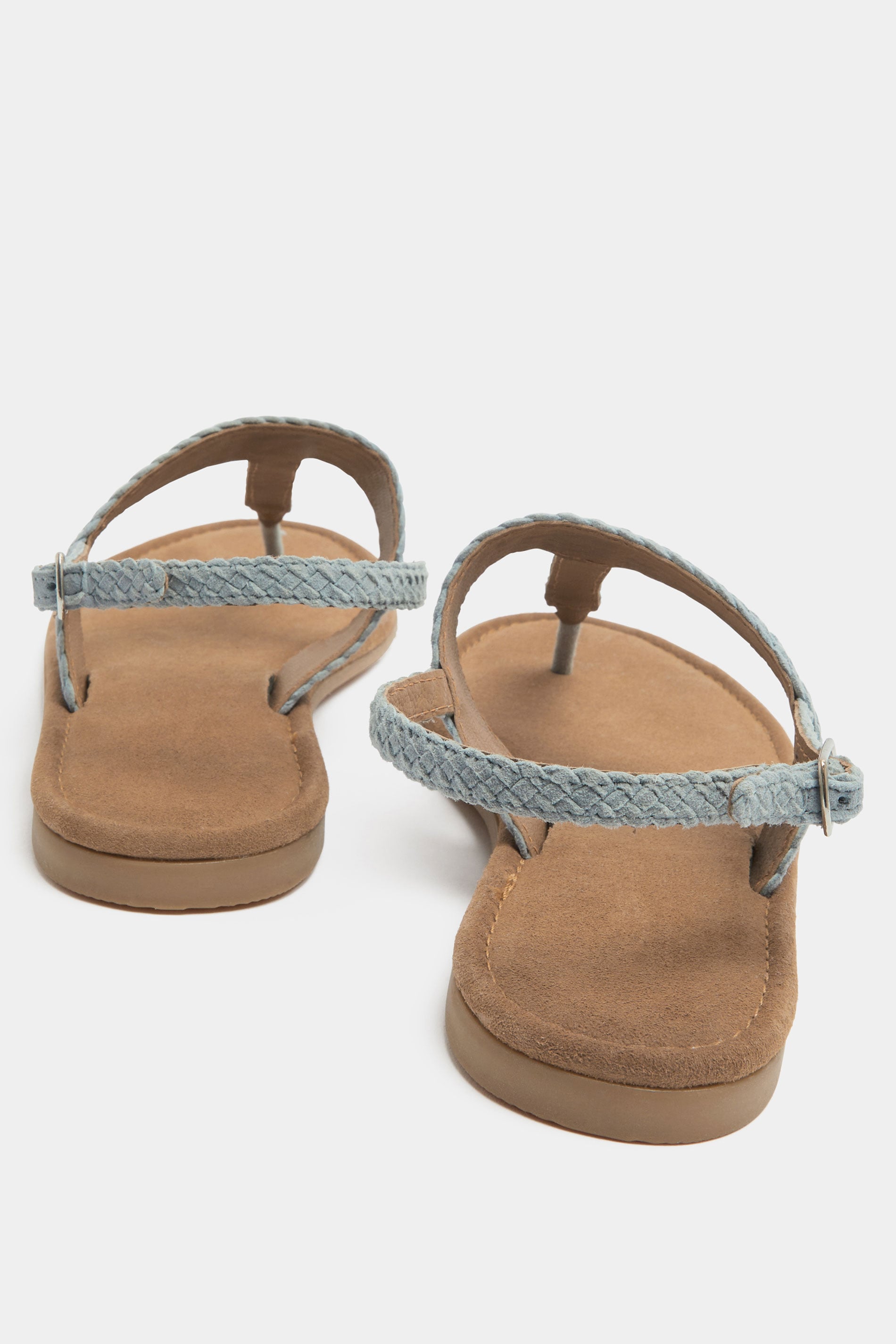 Blue Woven Toe Post Sandals In Extra EEE Wide Fit | Yours Clothing 2