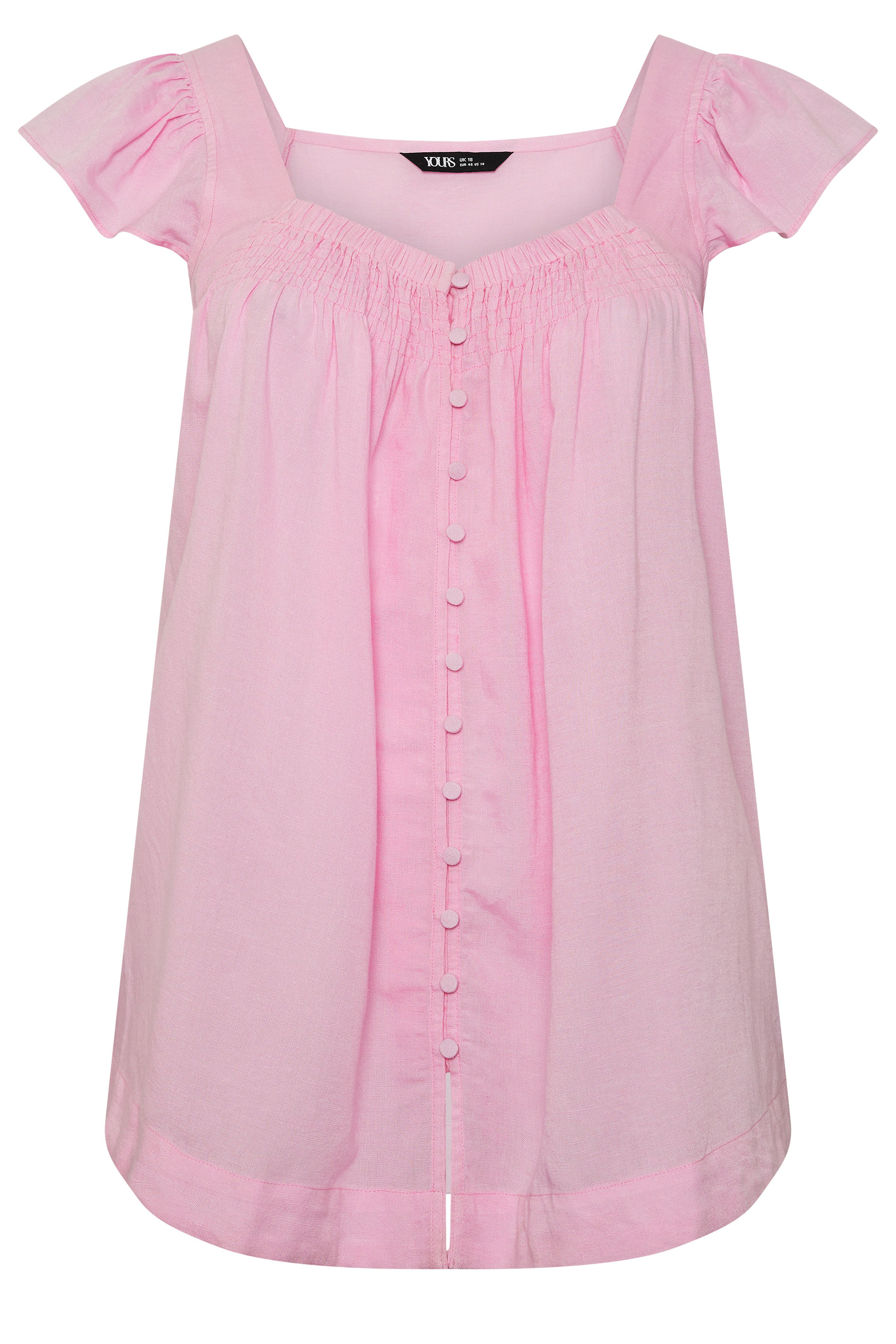 YOURS Plus Size Pink Linen Cap Sleeve Top | Yours Clothing 5