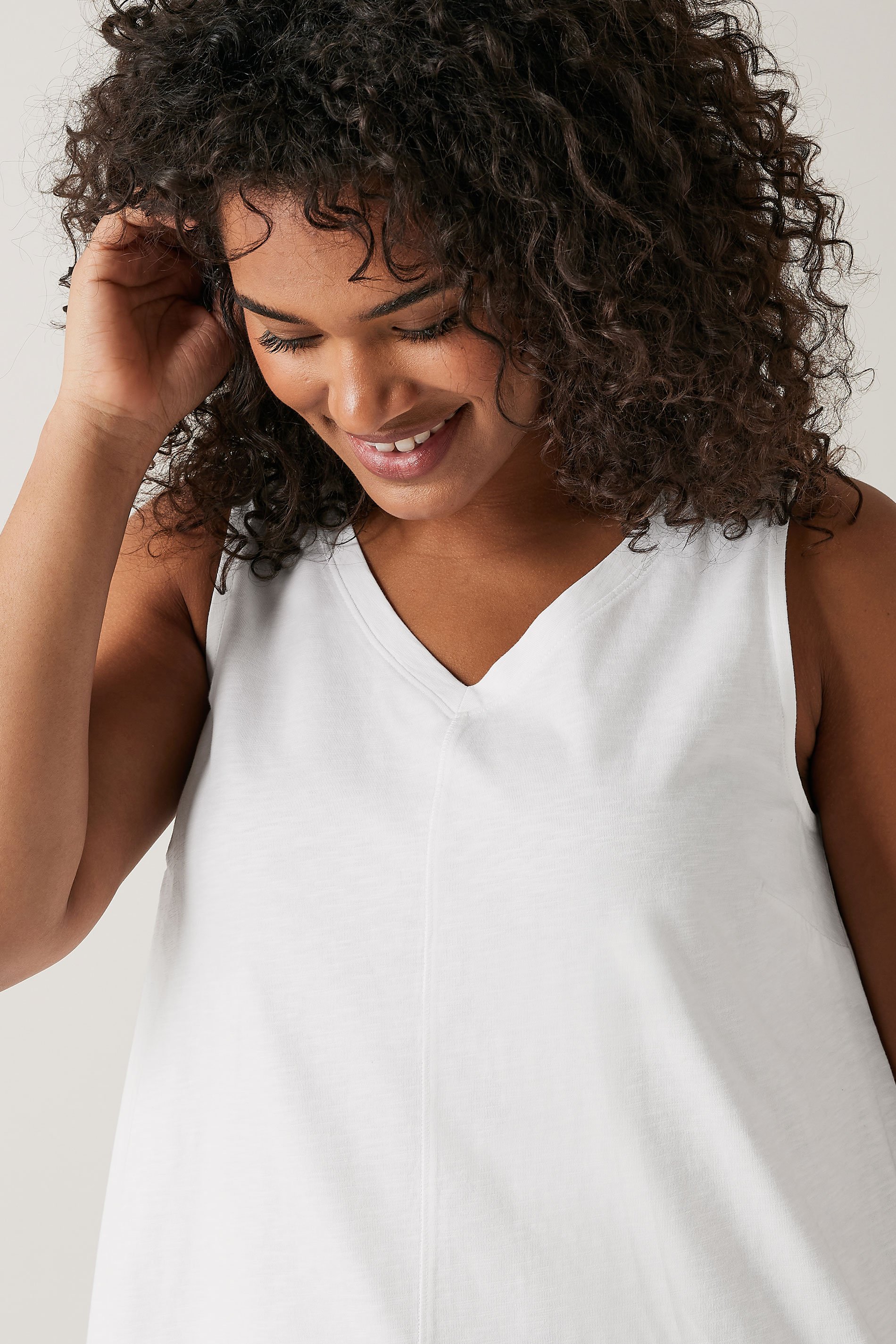 EVANS Plus Size White Cotton Vest Top | Evans 4