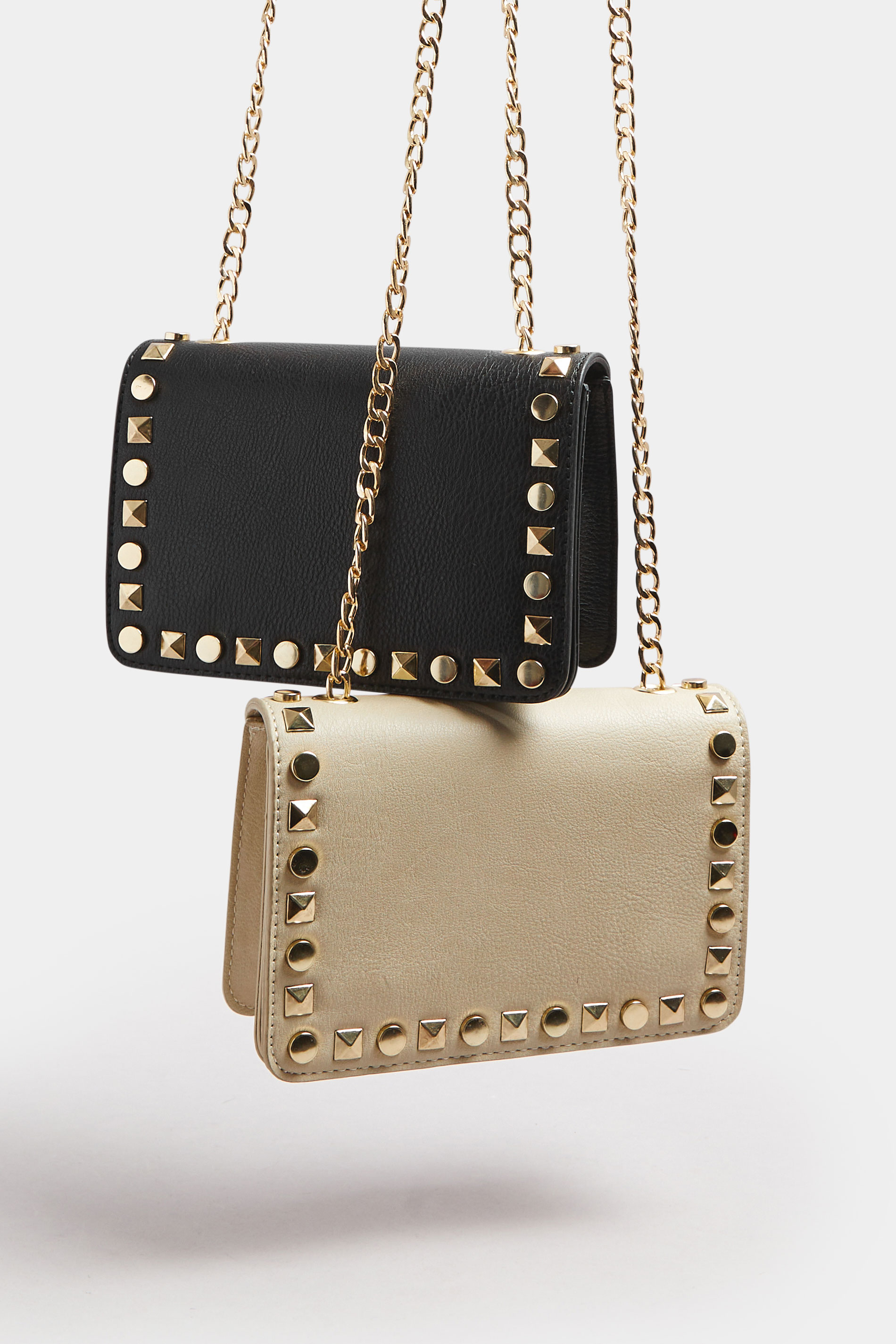 Beige Brown Faux Leather Stud Detail Cross Body Bag | Yours Clothing 7