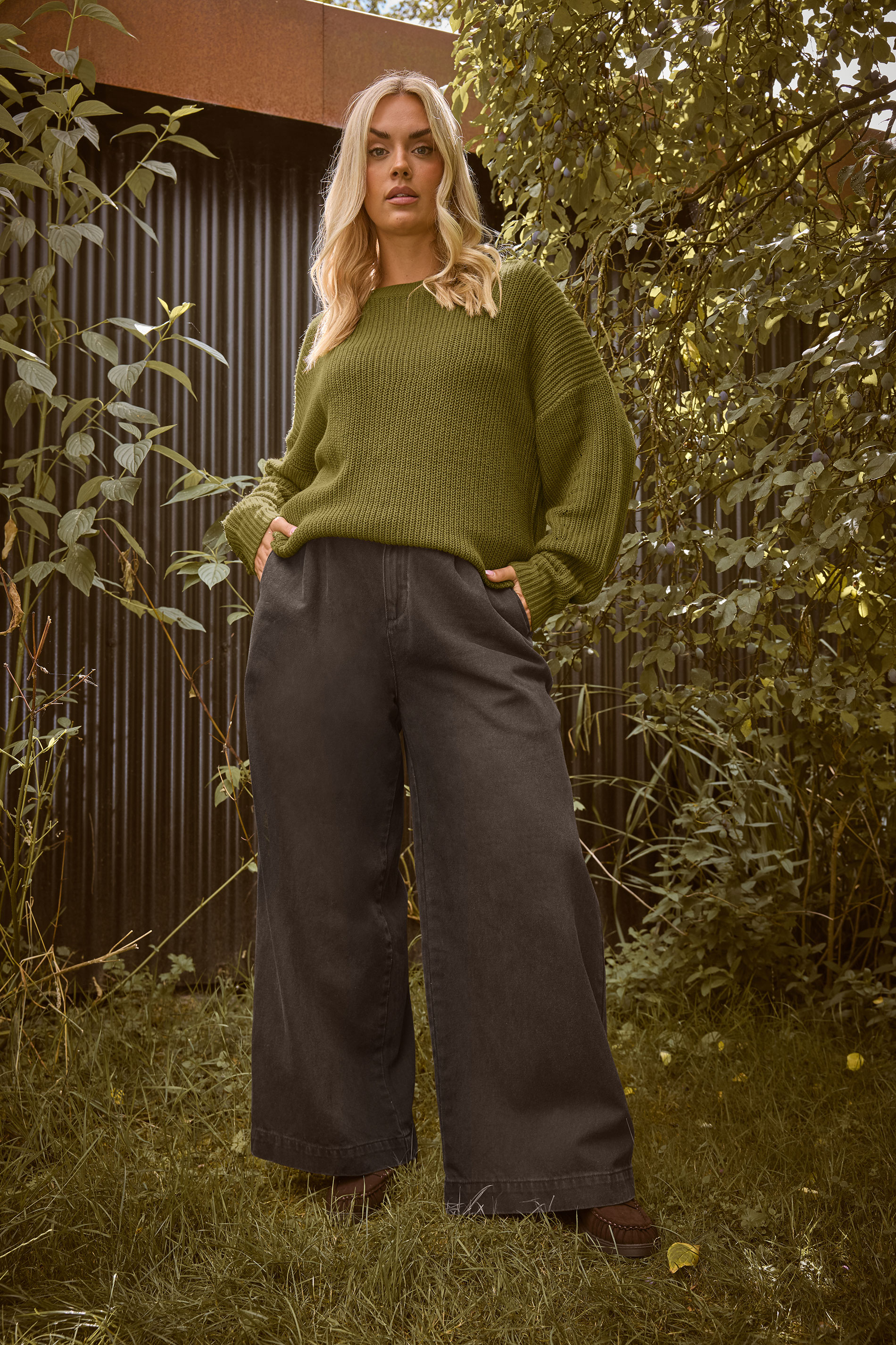 YOURS Plus Size Olive Green Drop Shoulder Jumper | Yours Clothing 2