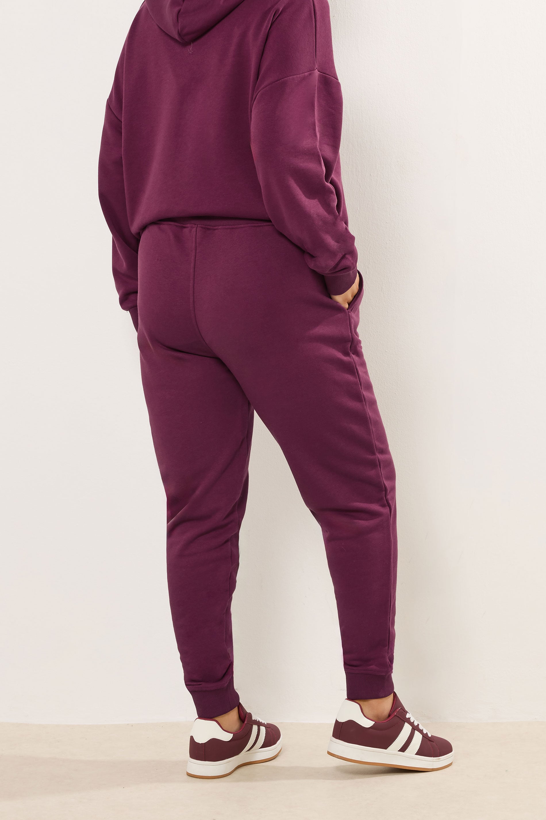 YOURS Plus Size Burgundy Red Tie Cuffed Joggers | Yours Clothing 2