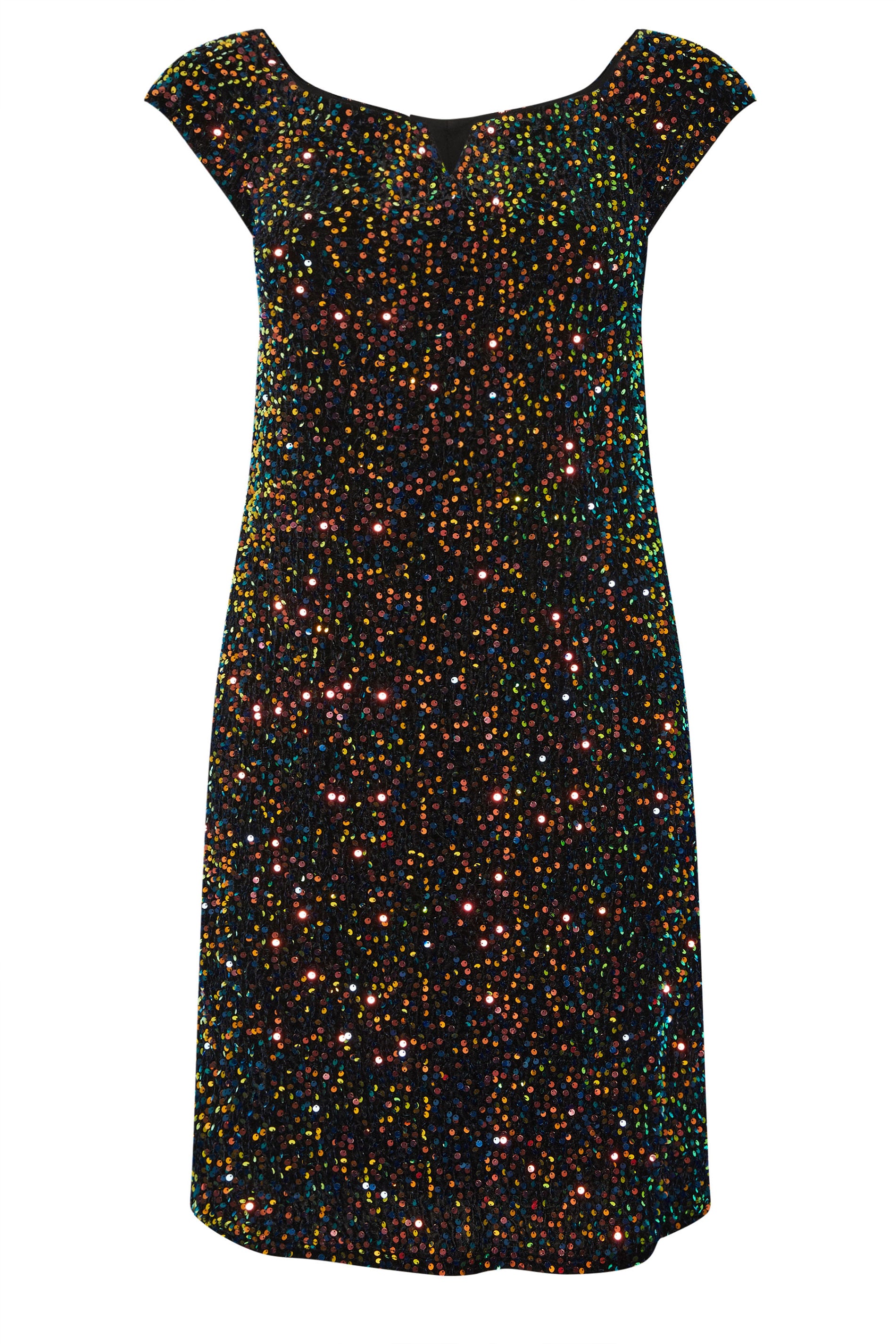 YOURS LONDON Plus Size Black Sequin Velvet Bardot Dress | Yours Clothing 5