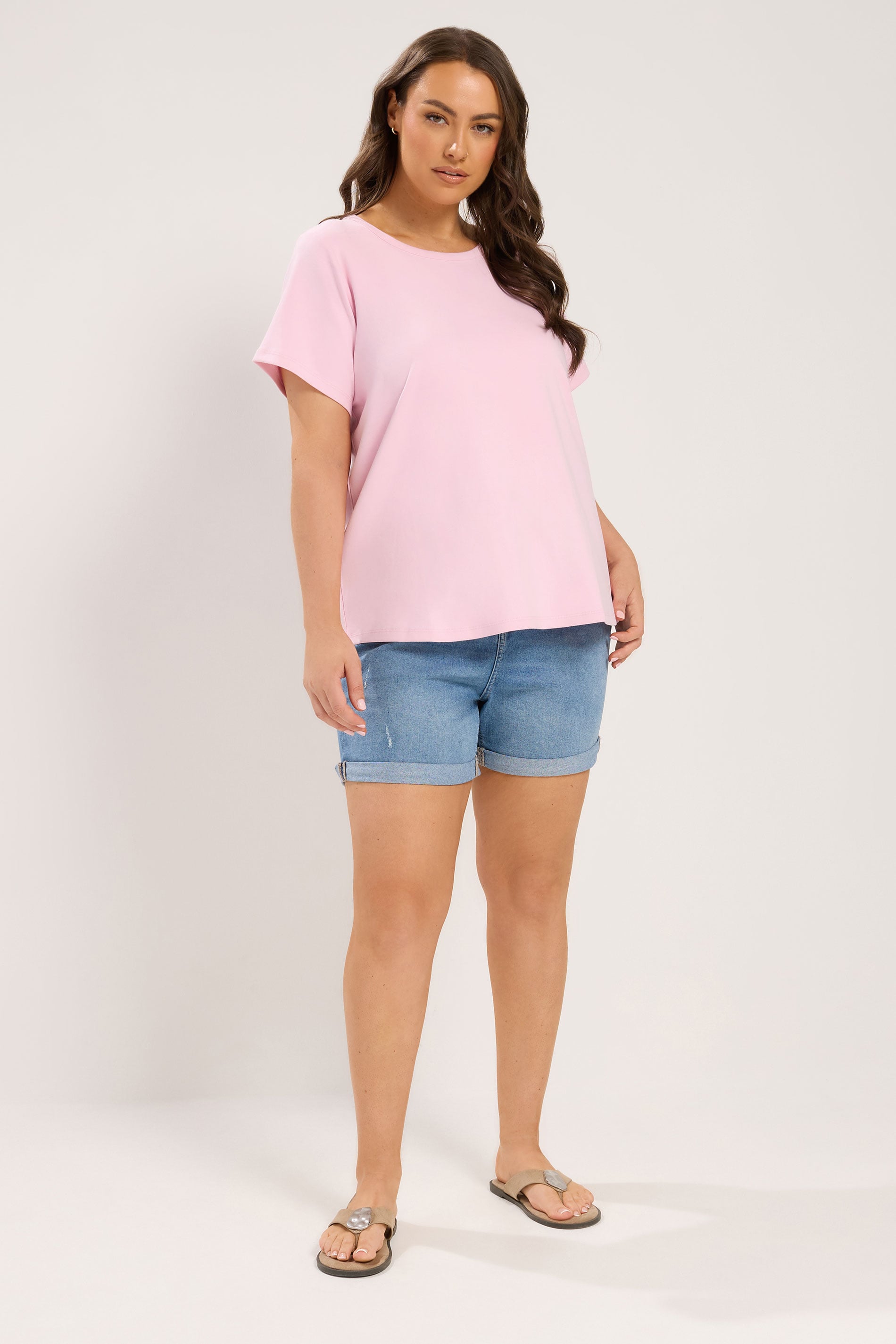 YOURS Plus Size Pink Interlock T-Shirt | Yours Clothing 1