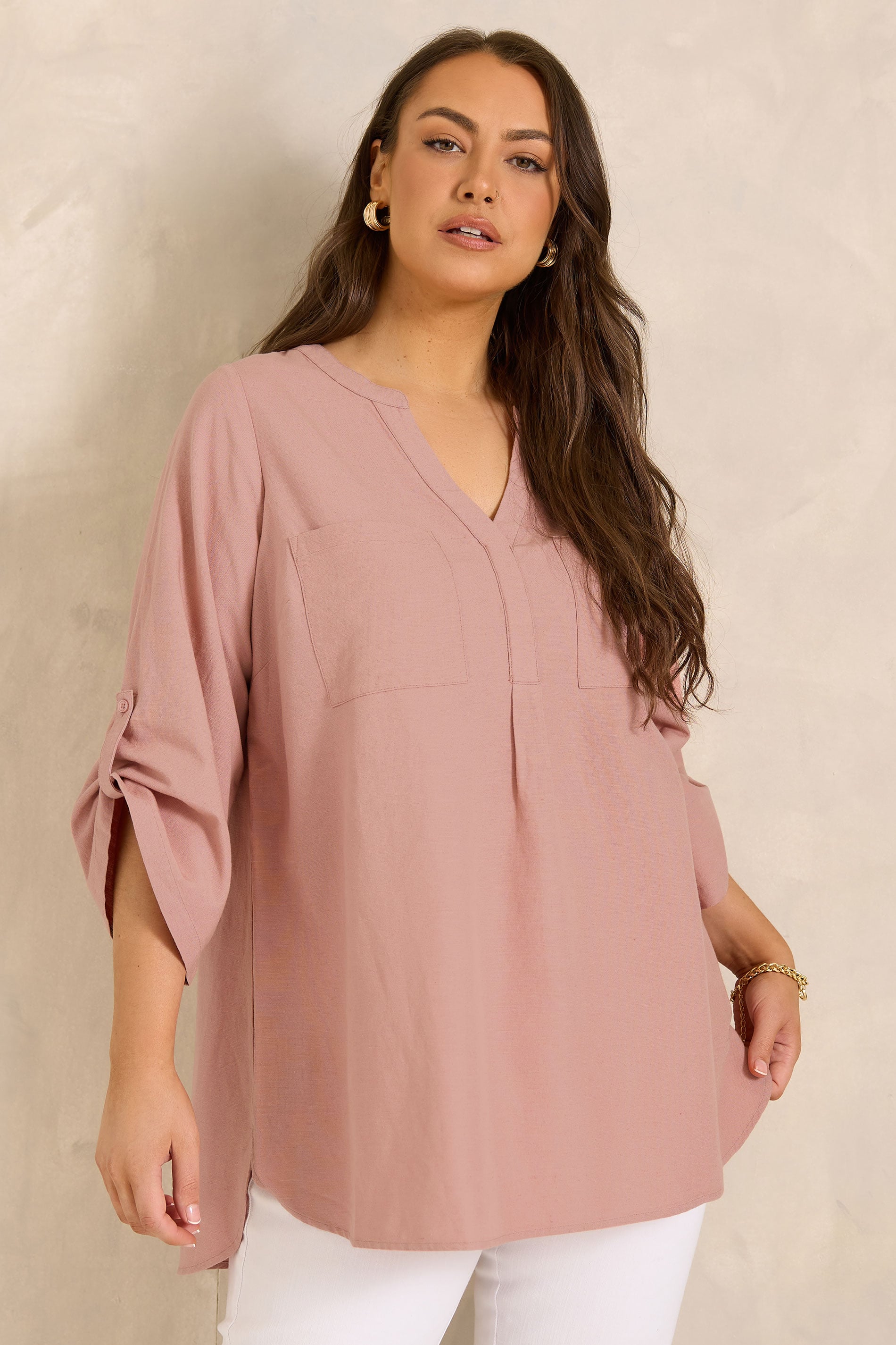 Evans Women's Pink Plus Utility Cotton Shirt Size 30-32