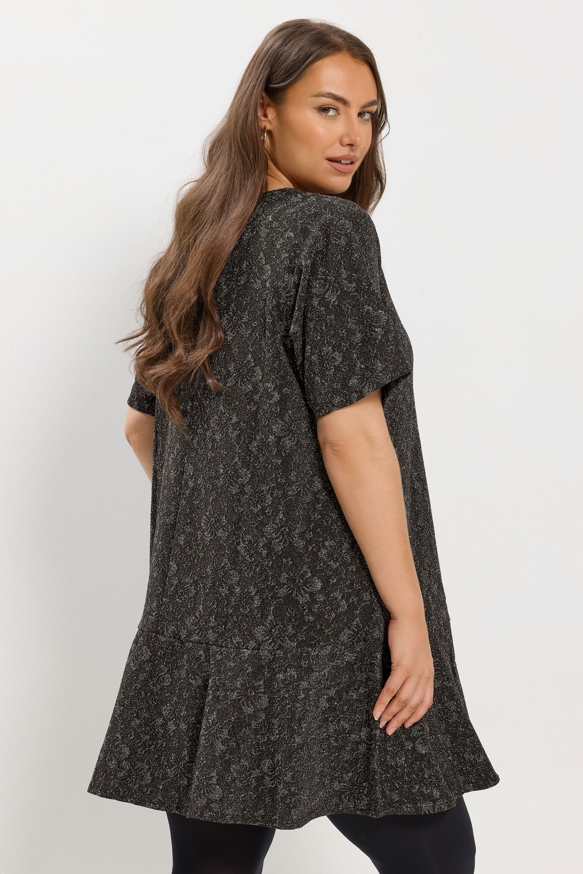 YOURS Plus Size Grey Jacquard T-Shirt Dress | Yours Clothing 4