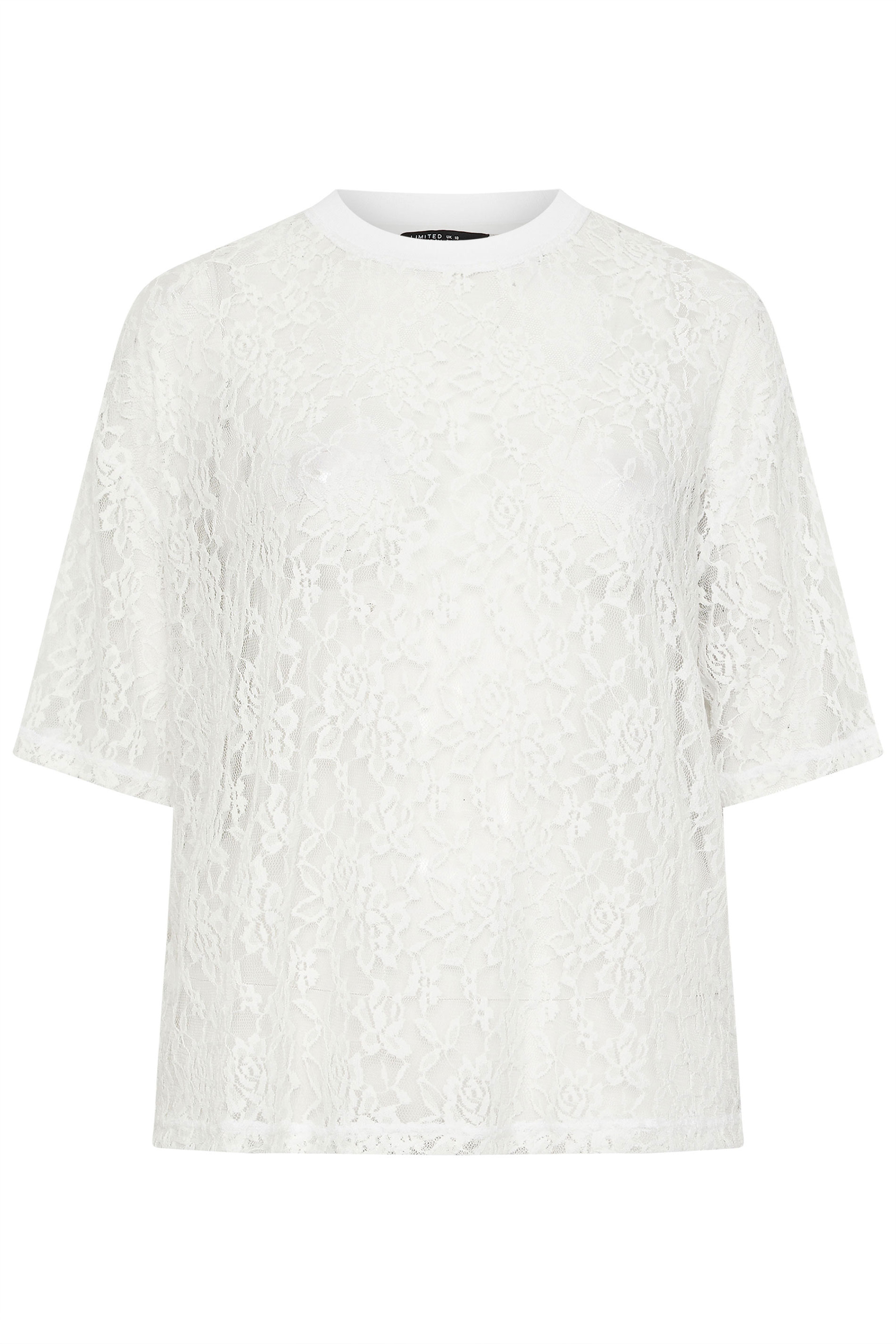 LIMITED COLLECTION Plus Size White Lace T-Shirt | Yours Clothing 5