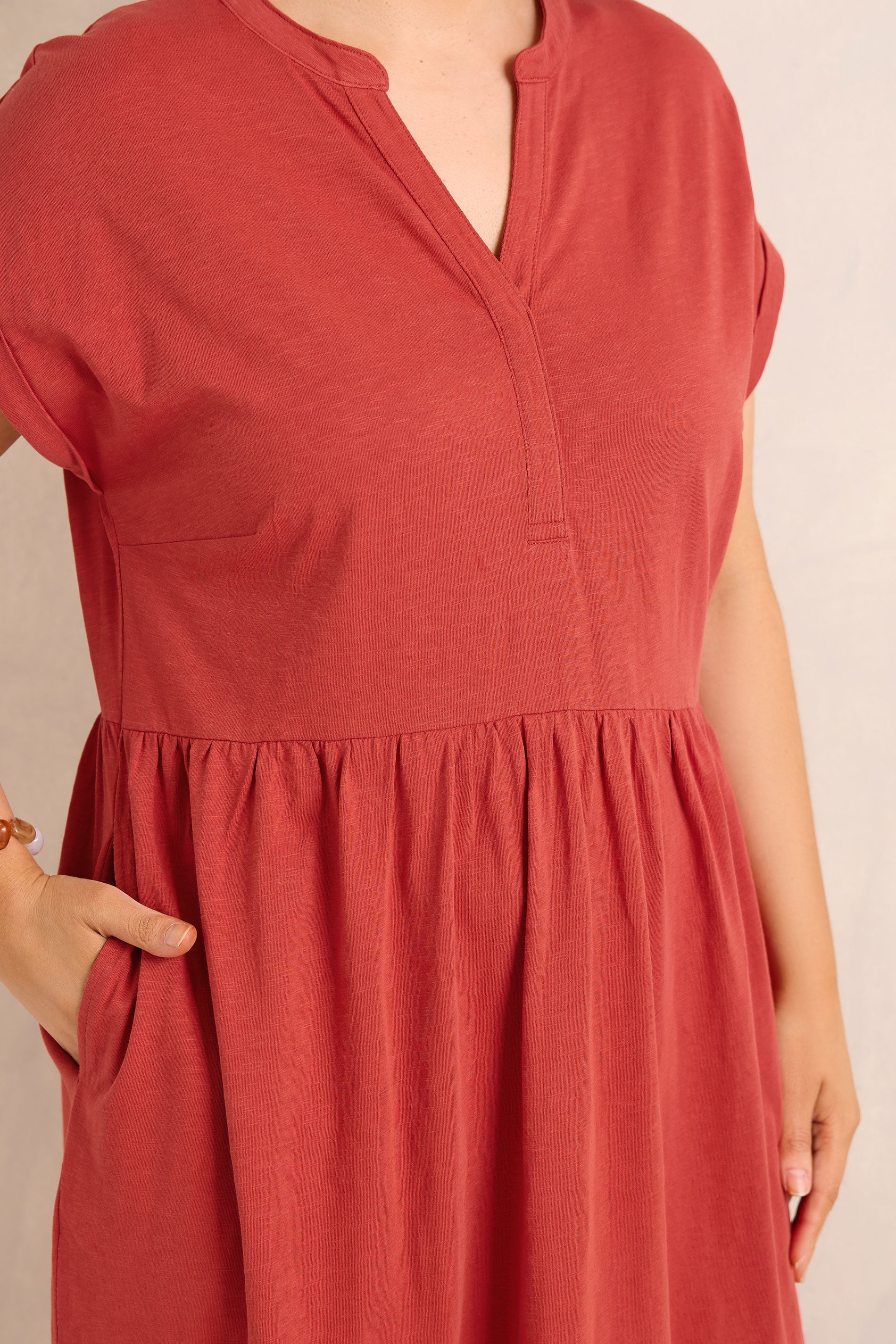 EVANS Plus Size Rust Orange Cotton Midi Dress | Evans 5