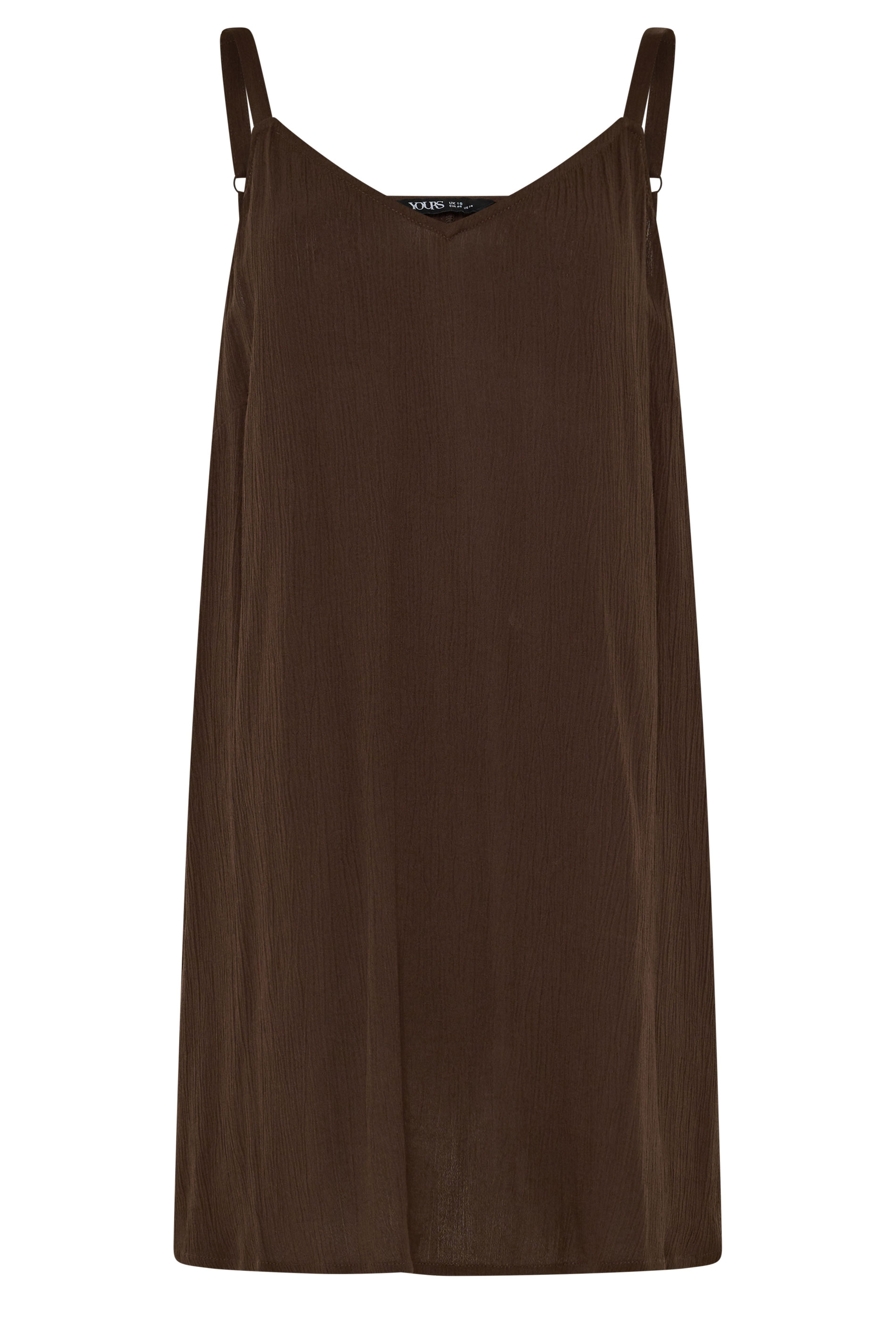YOURS Plus Size Brown Crinkle Swing Cami Top | Yours Clothing 5