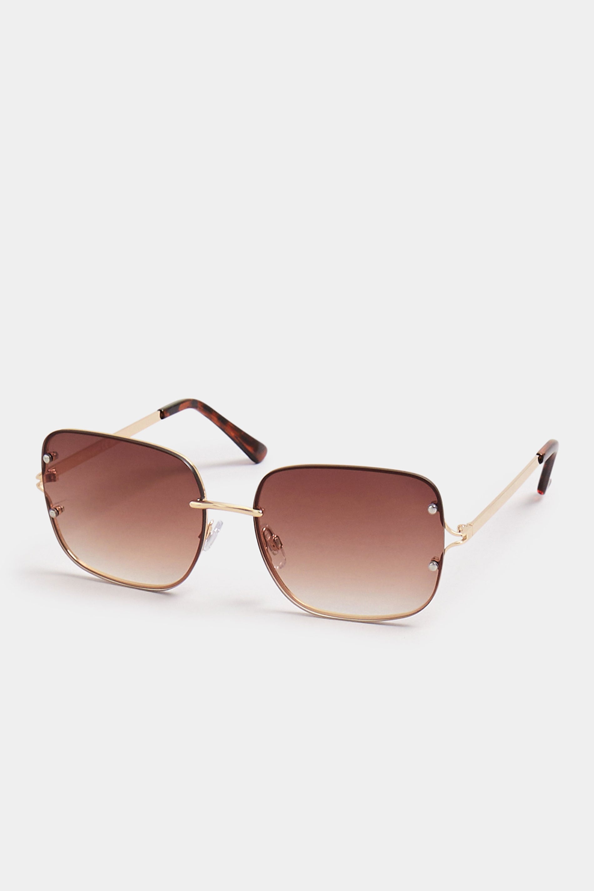 Gold Tone Metal Frame Sunglasses | Yours Clothing 3