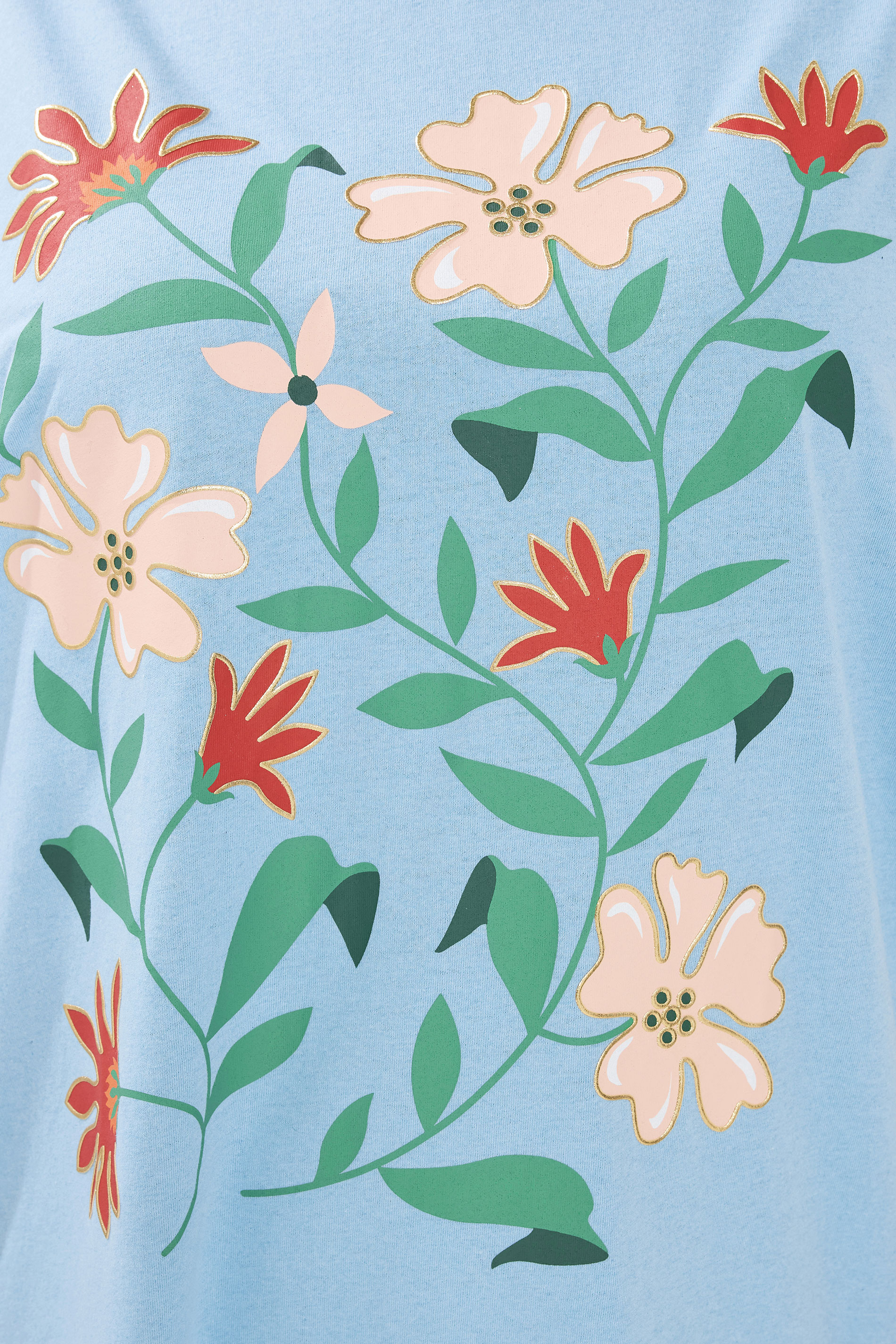 YOURS Plus Size Blue Floral Graphic T-Shirt | Yours Clothing 4