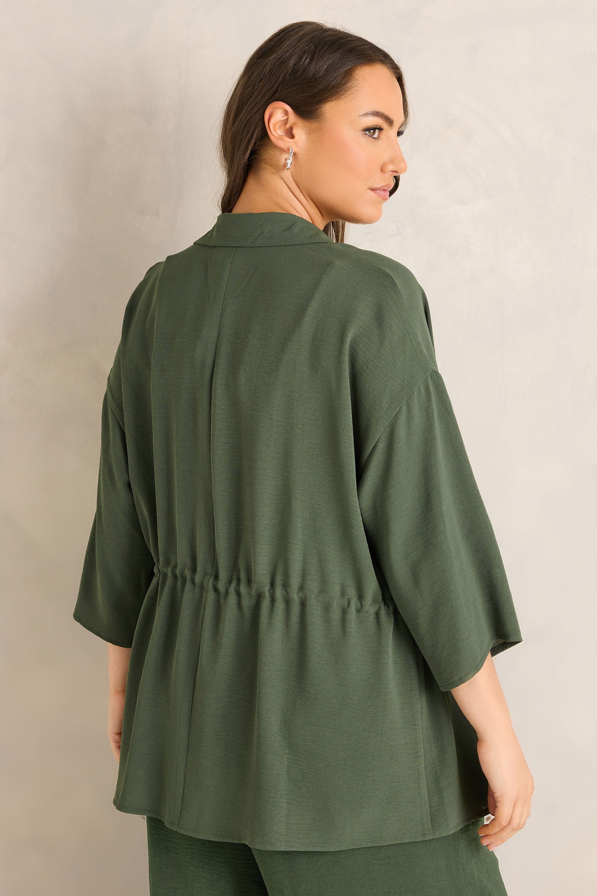 EVANS Plus Size Khaki Green Collared Shacket | Evans  4