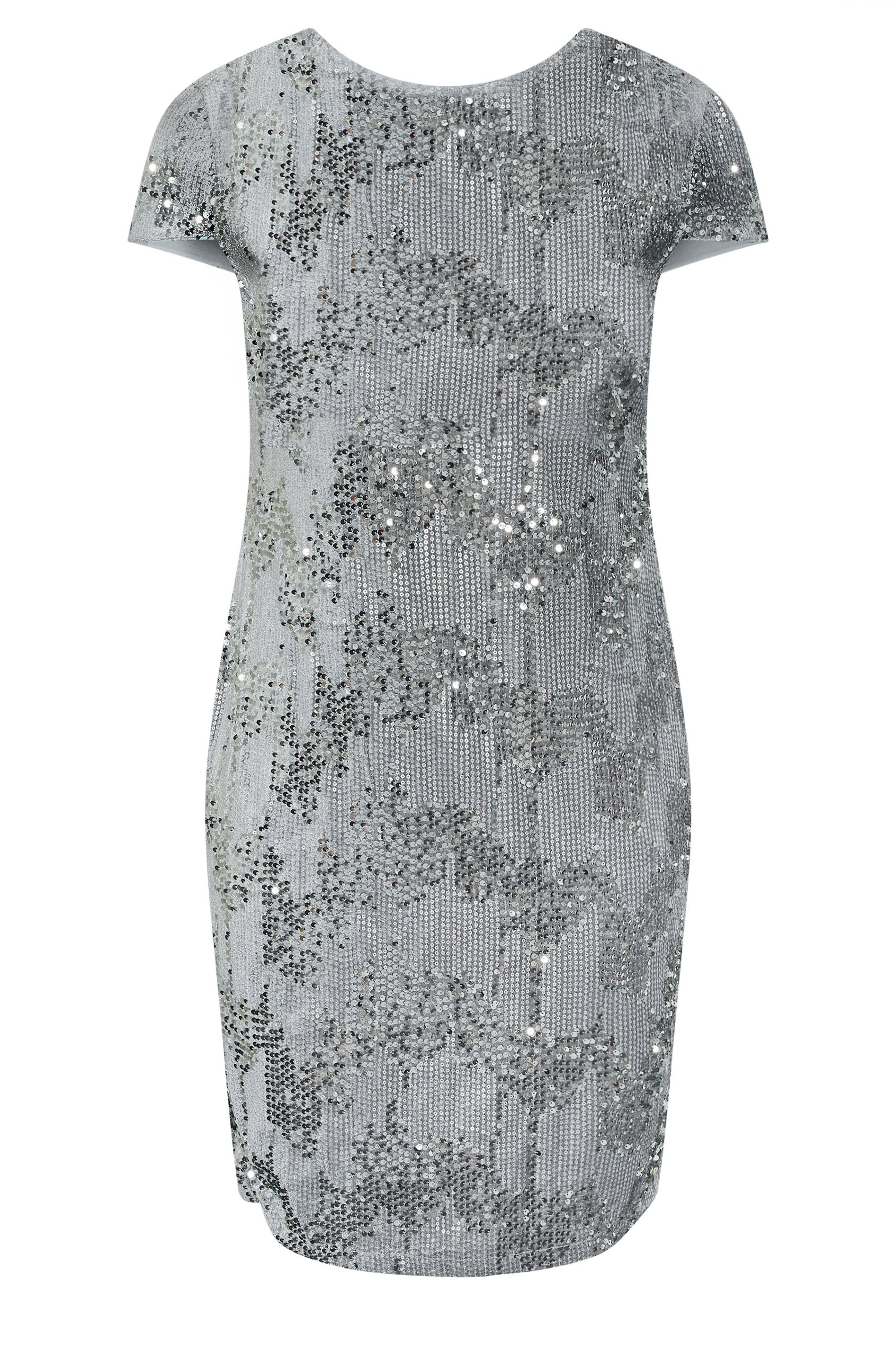 YOURS LONDON Plus Size Grey Velvet Sequin Shift Dress | Yours Clothing 5
