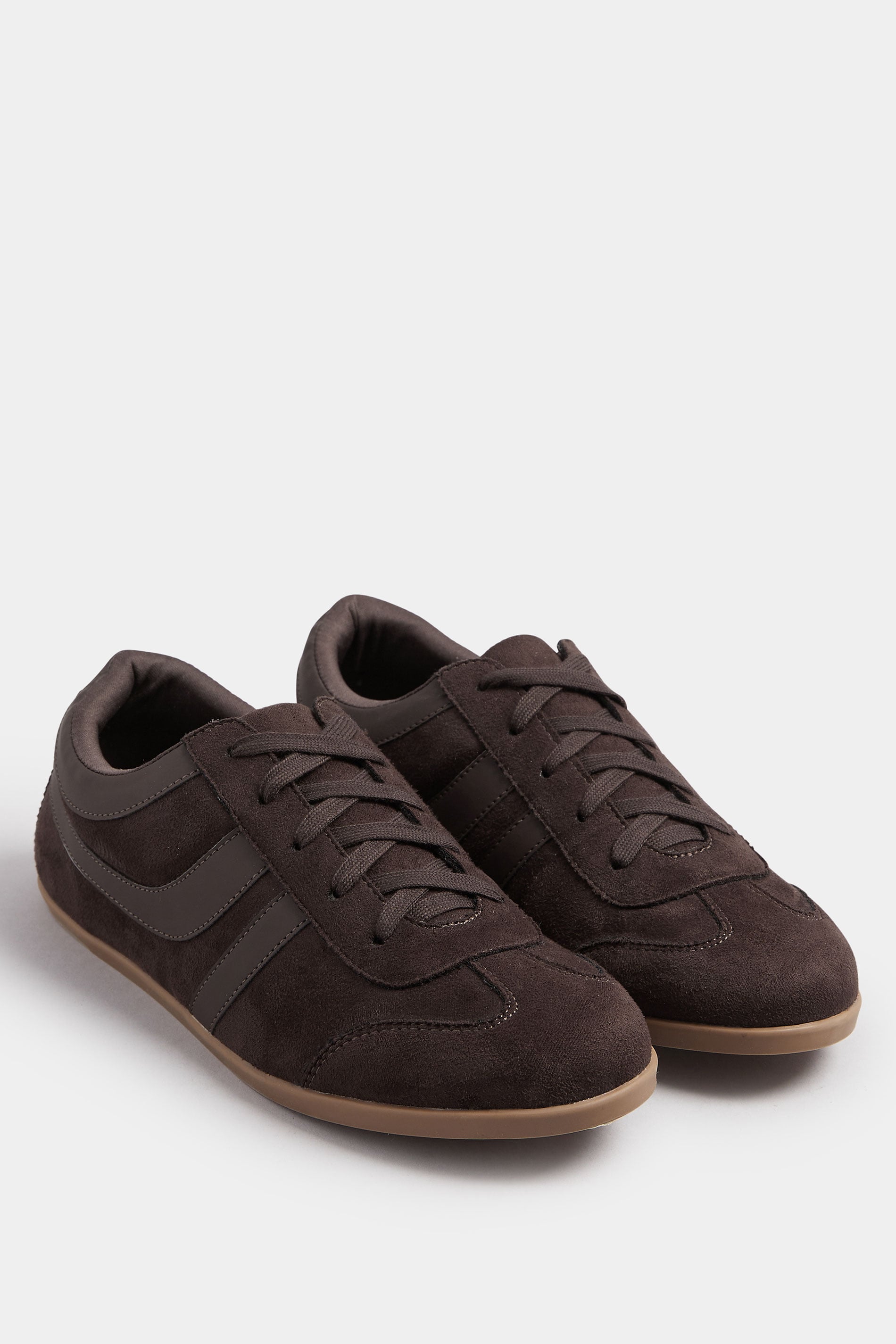 LTS Chocolate Brown Padded Retro Trainers In Standard Fit | Long Tall Sally 3