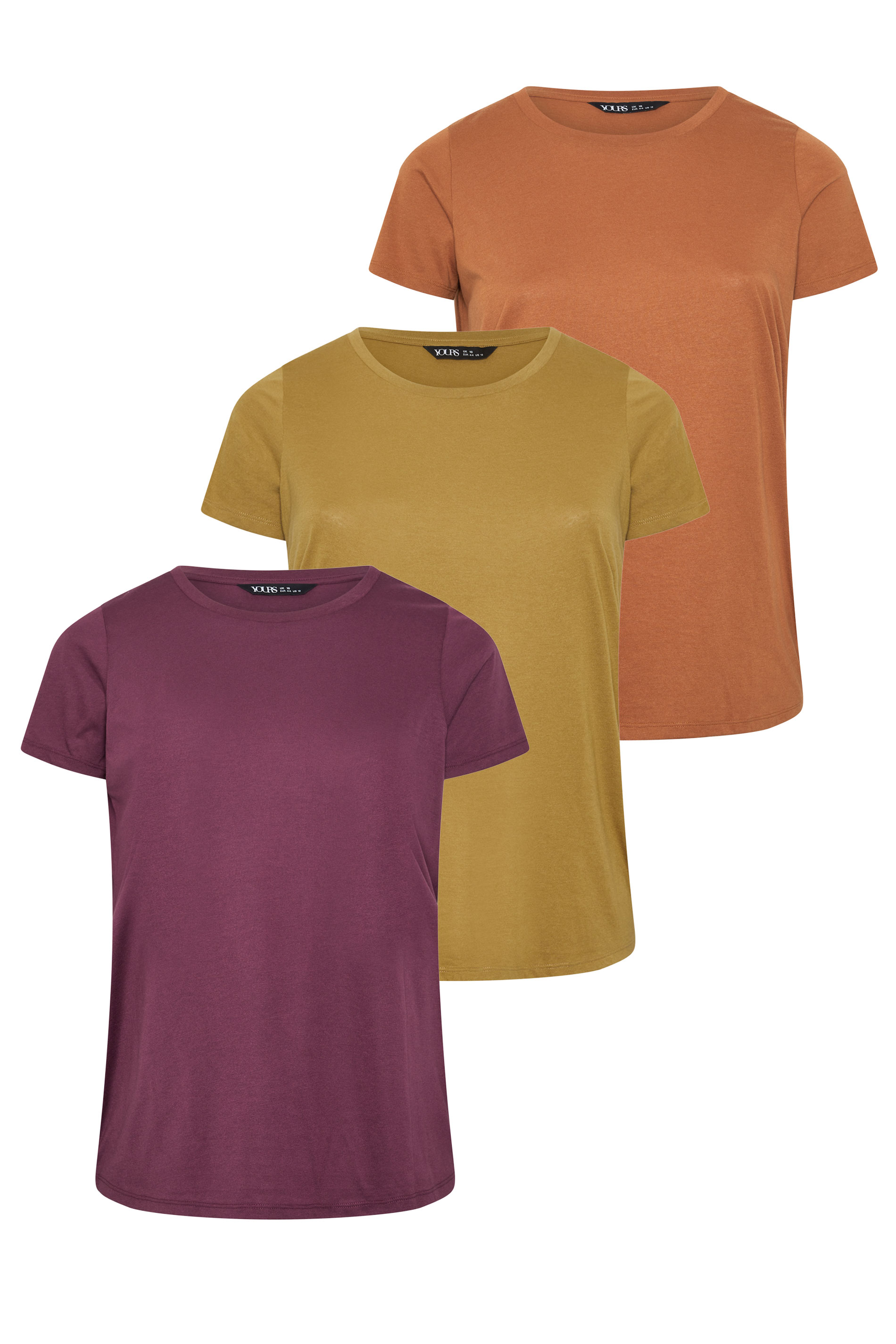 YOURSET 3 PACK Plus Size Green & Purple Core T-Shirts | Yours Clothing 3