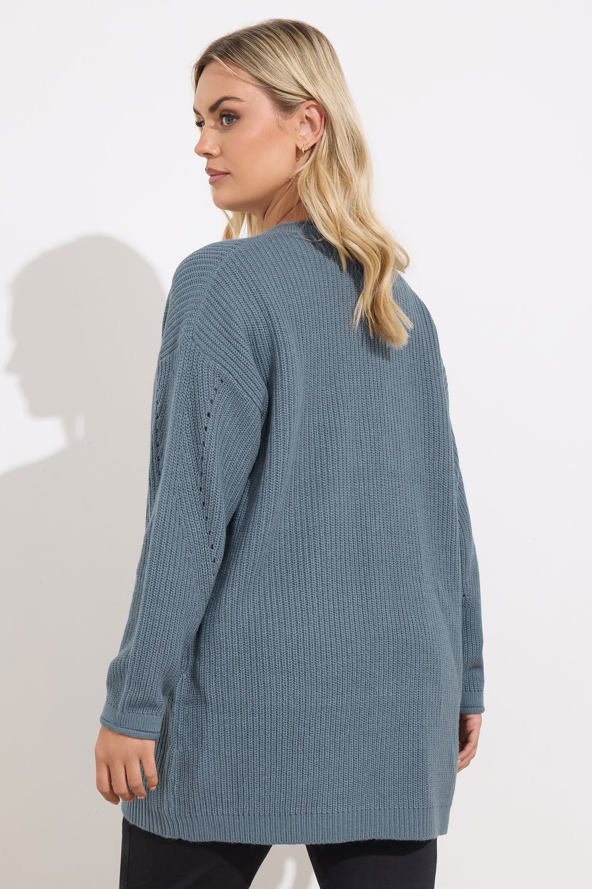 YOURS Plus Size Essential Light Blue Knitted Cardigan | Yours Clothing 2