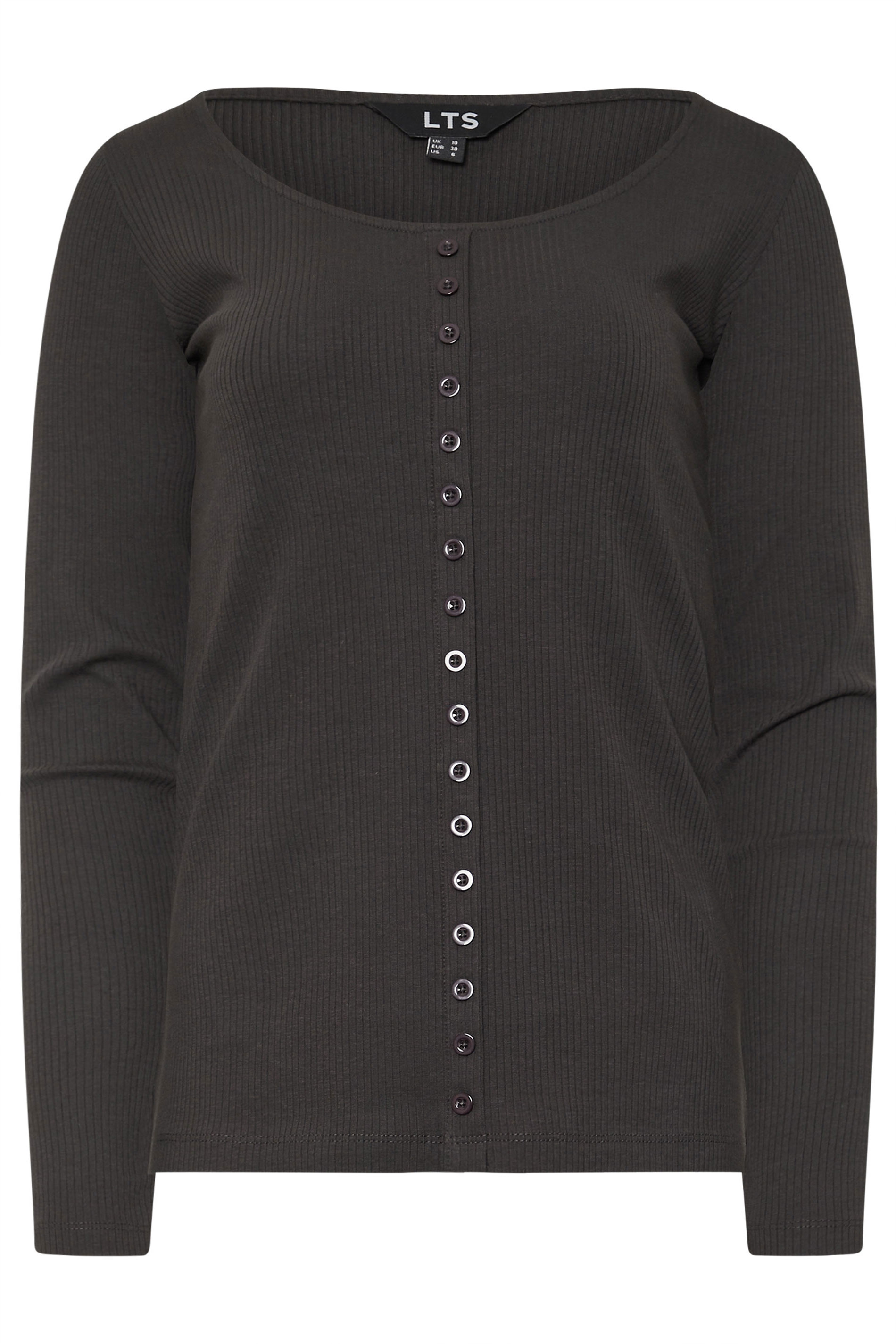 LTS Tall 2 PACK Emerald Green & Grey Ribbed Button Tops | Long Tall Sally 9
