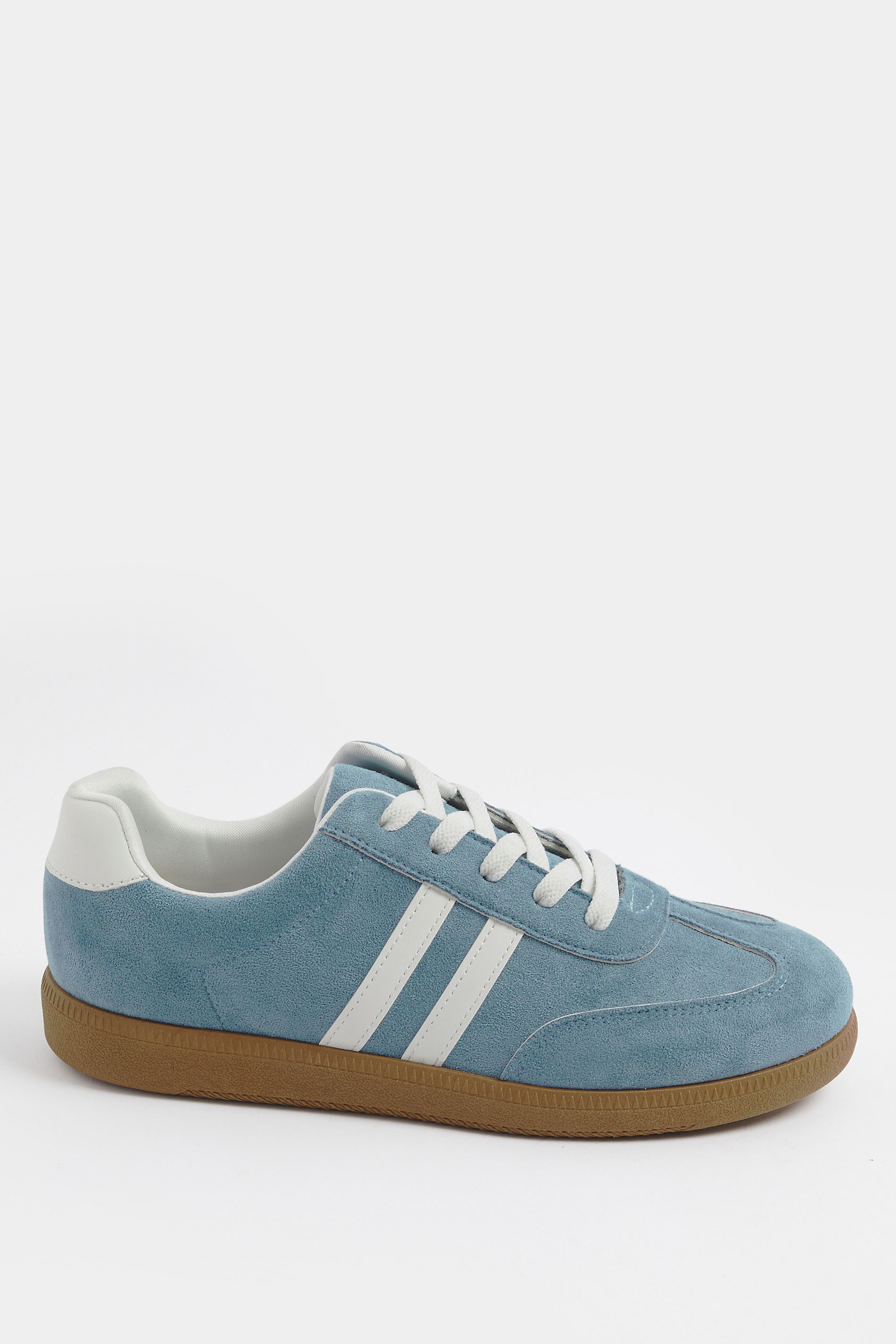 Blue Faux Suede Retro Stripe Trainers In Extra Wide EEE Fit 2