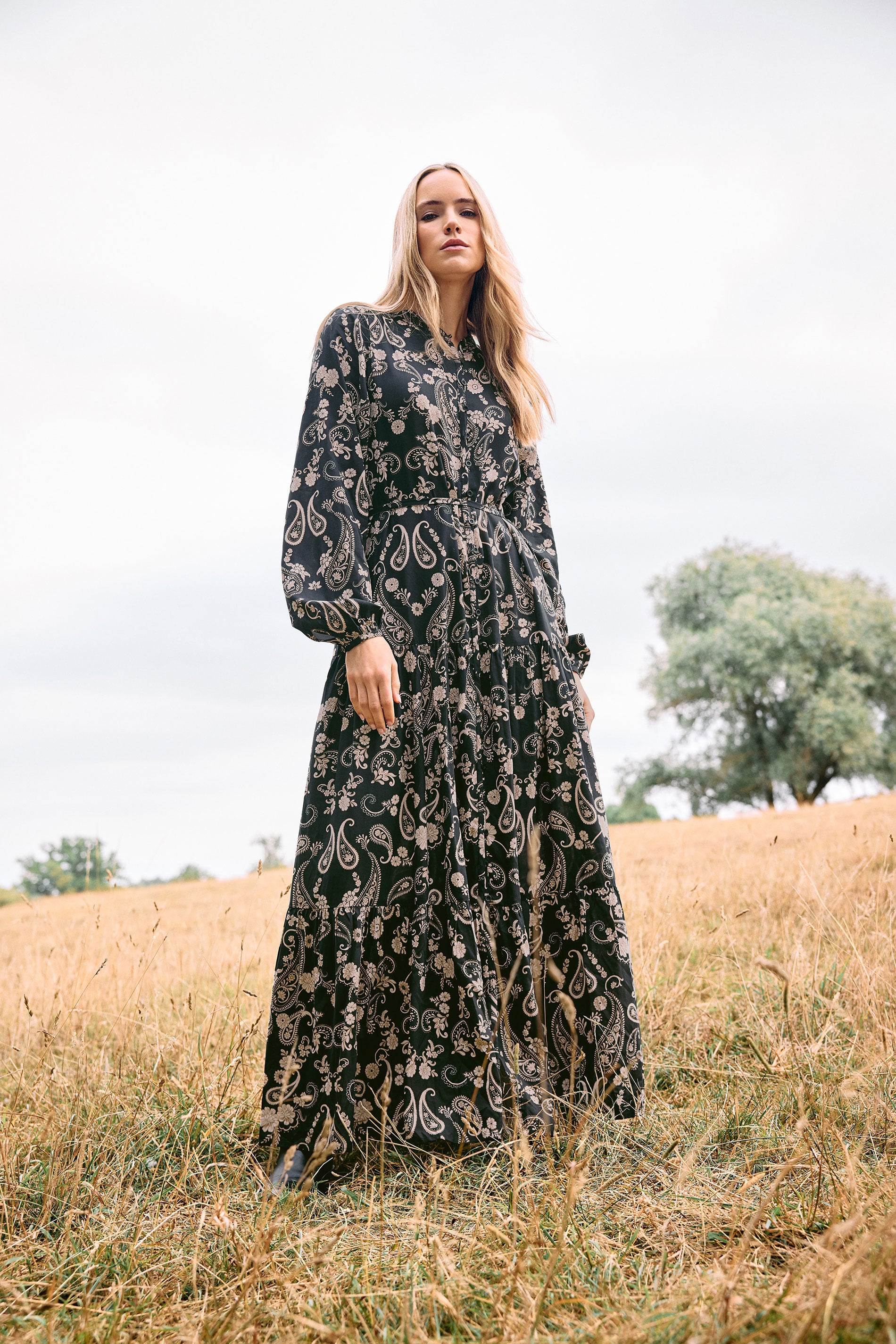 LTS Tall Black Paisley Tie Waist Maxi Dress | Long Tall Sally 3