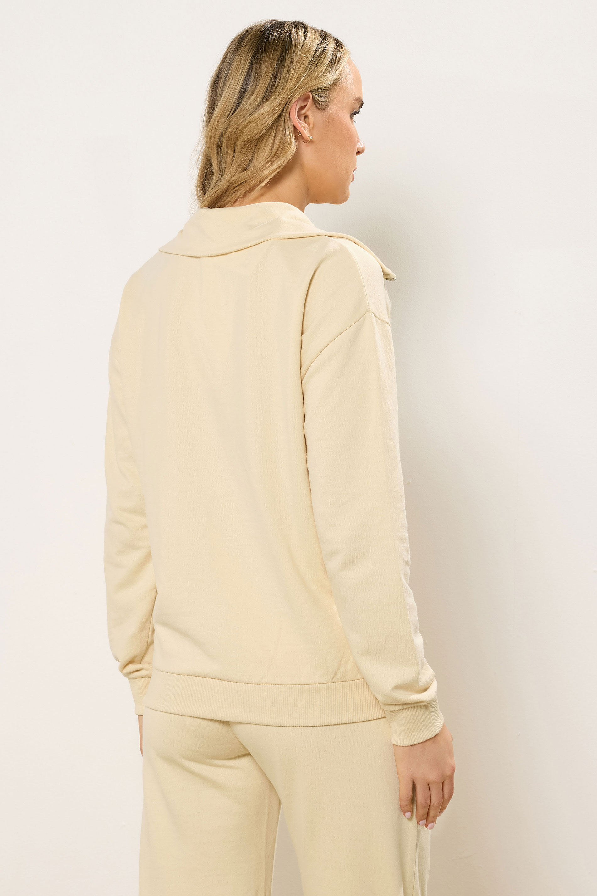 LTS Tall Women's Set Yellow Cotton Quarter Zip Sweatshirt & Wide Leg Joggers | Long Tall Sally 4