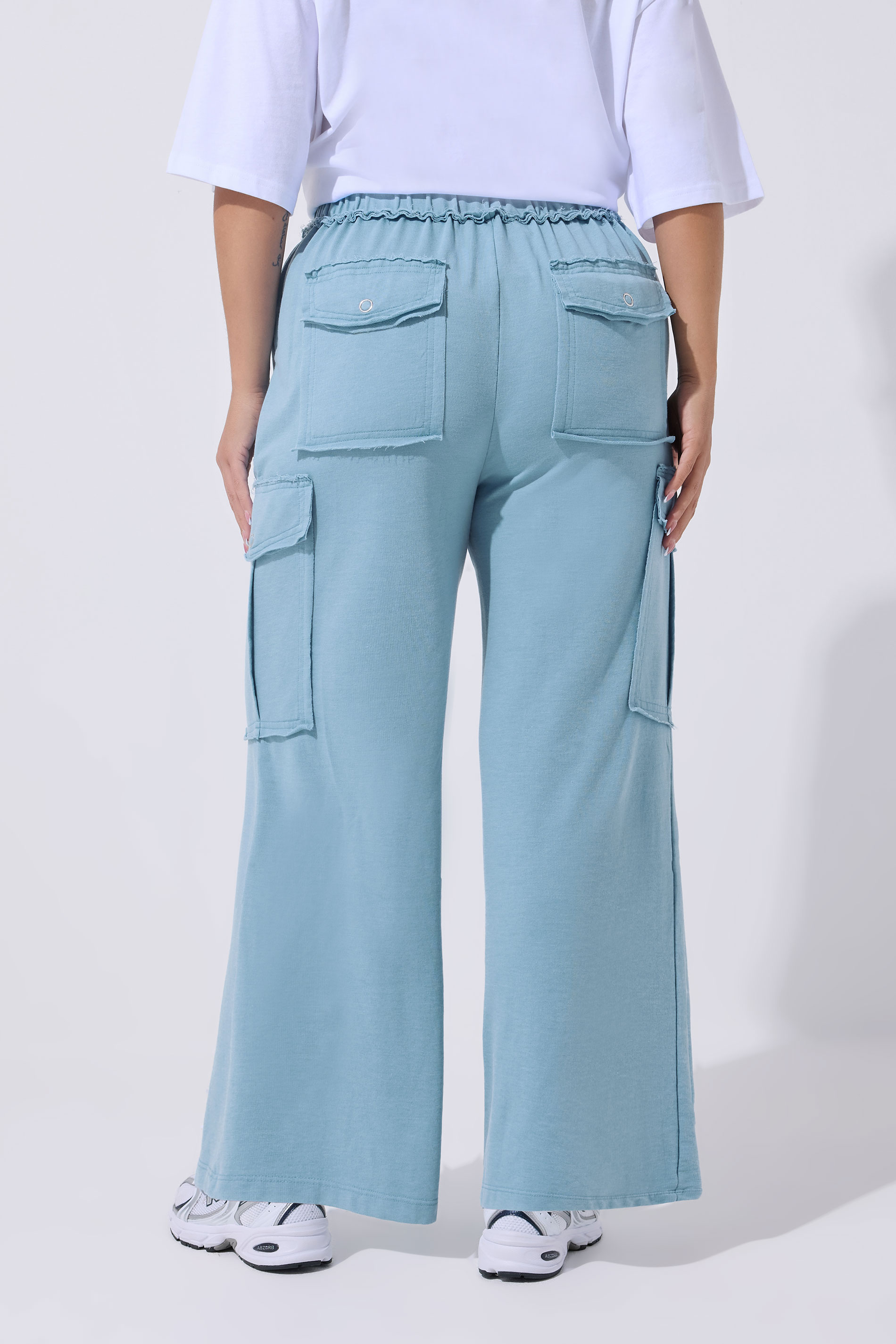 LIMITED COLLECTION Plus Size Blue Washed Cargo Joggers | Yours Clothing 2