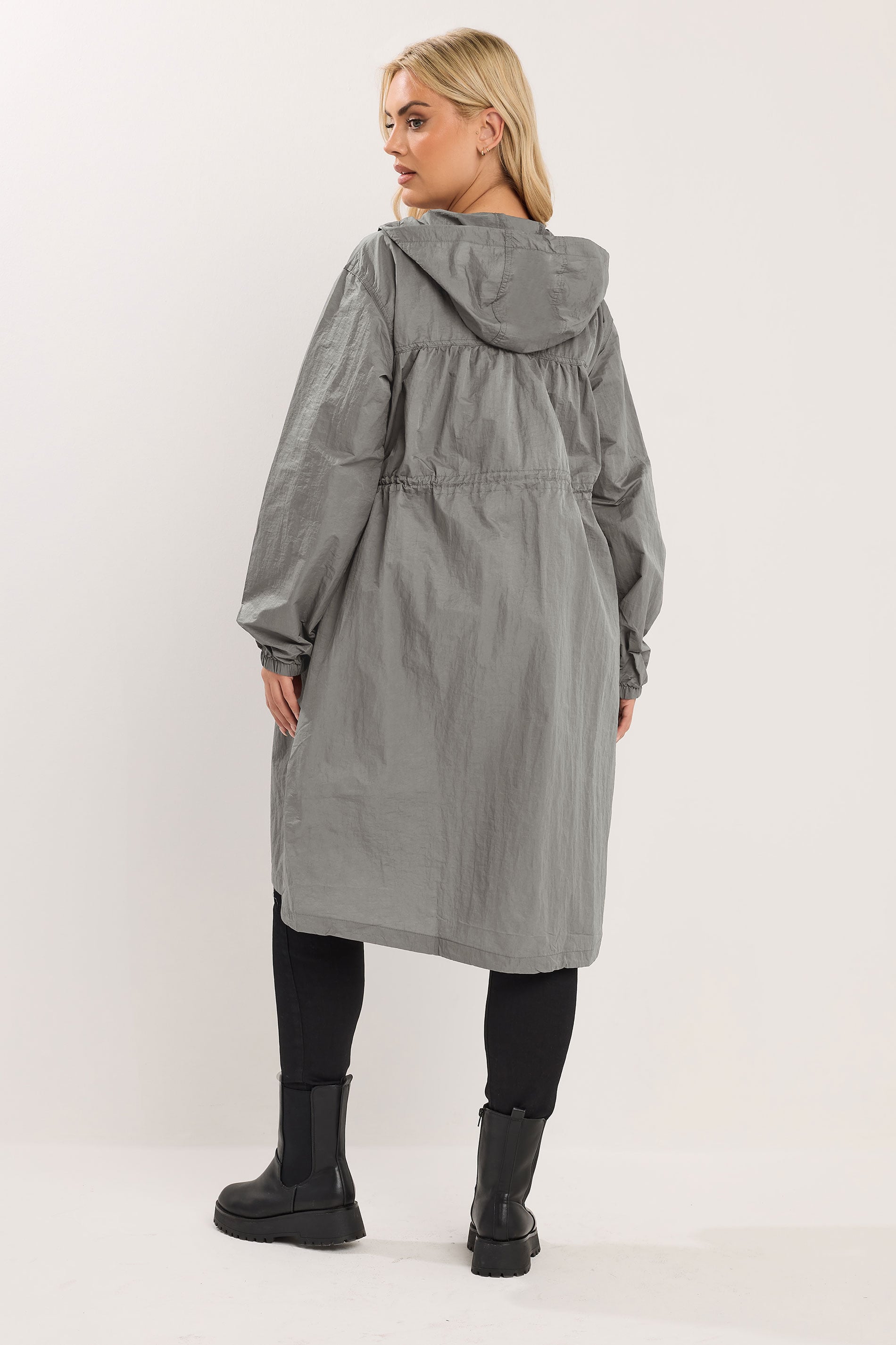 YOURS Plus Size Grey Lightweight Longline Parka Jacket | Yours Clothing 2