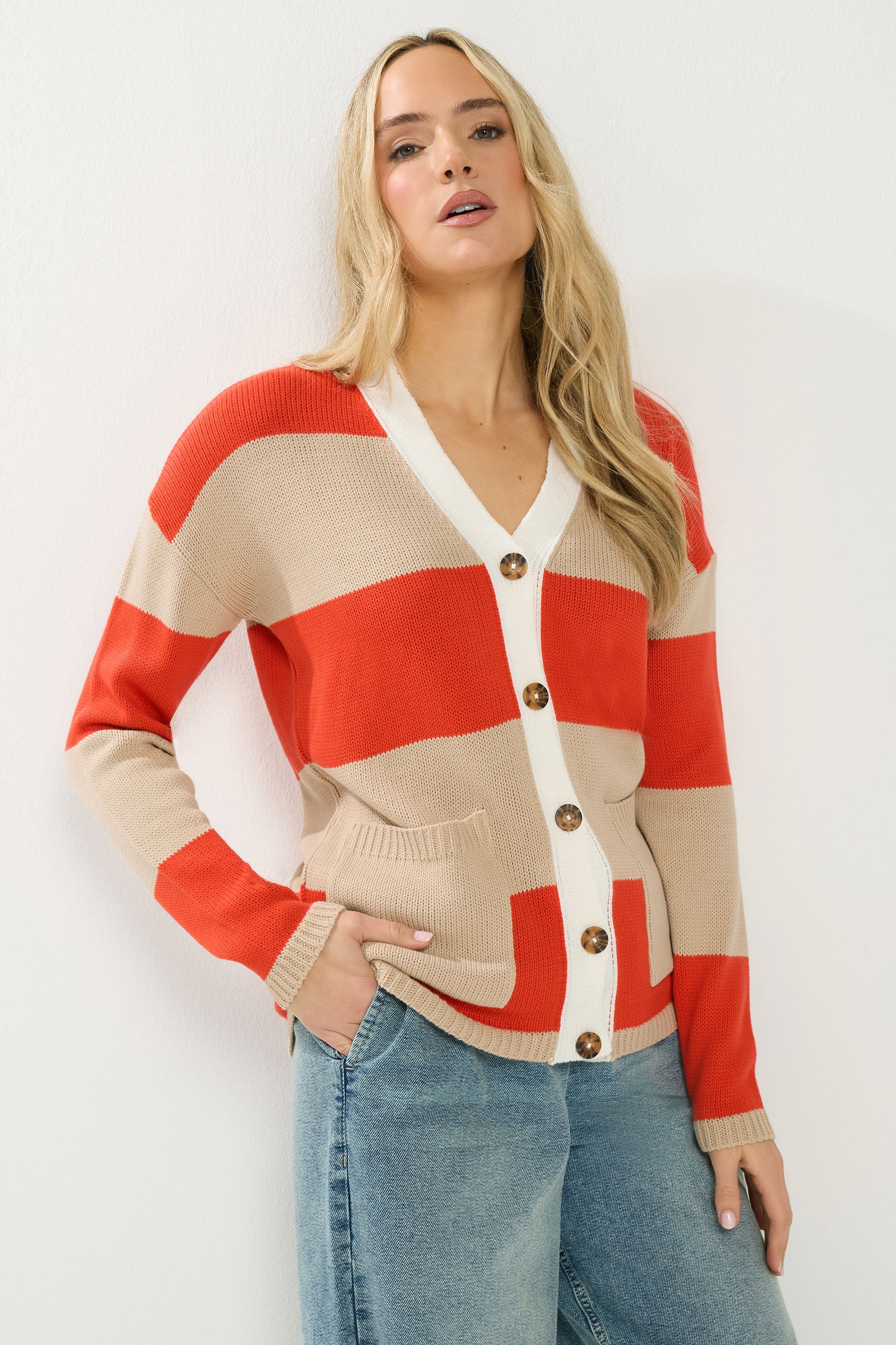 LTS Tall Women's Natural Brown & Red Cardigan | Long Tall Sally 3