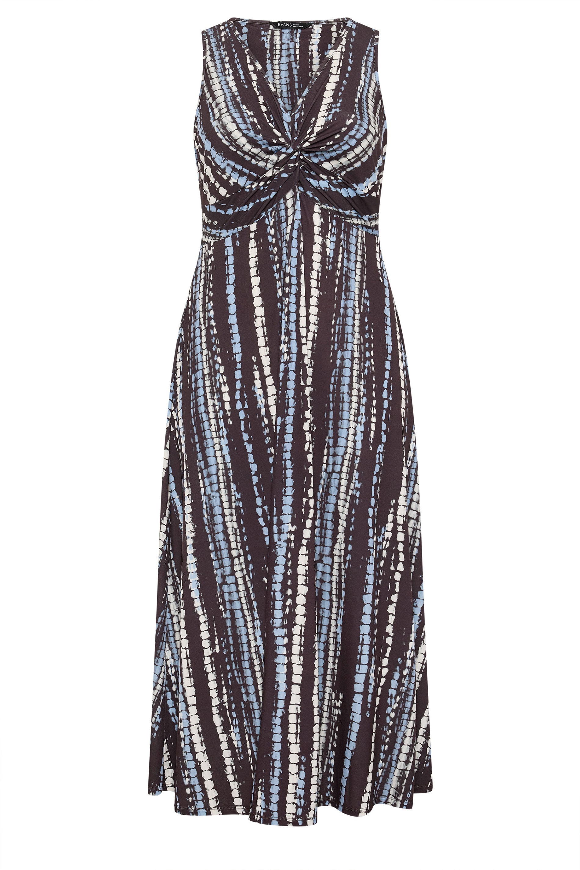EVANS Plus Size Brown Abstract Print Knot Front Maxi Dress | Evans 5