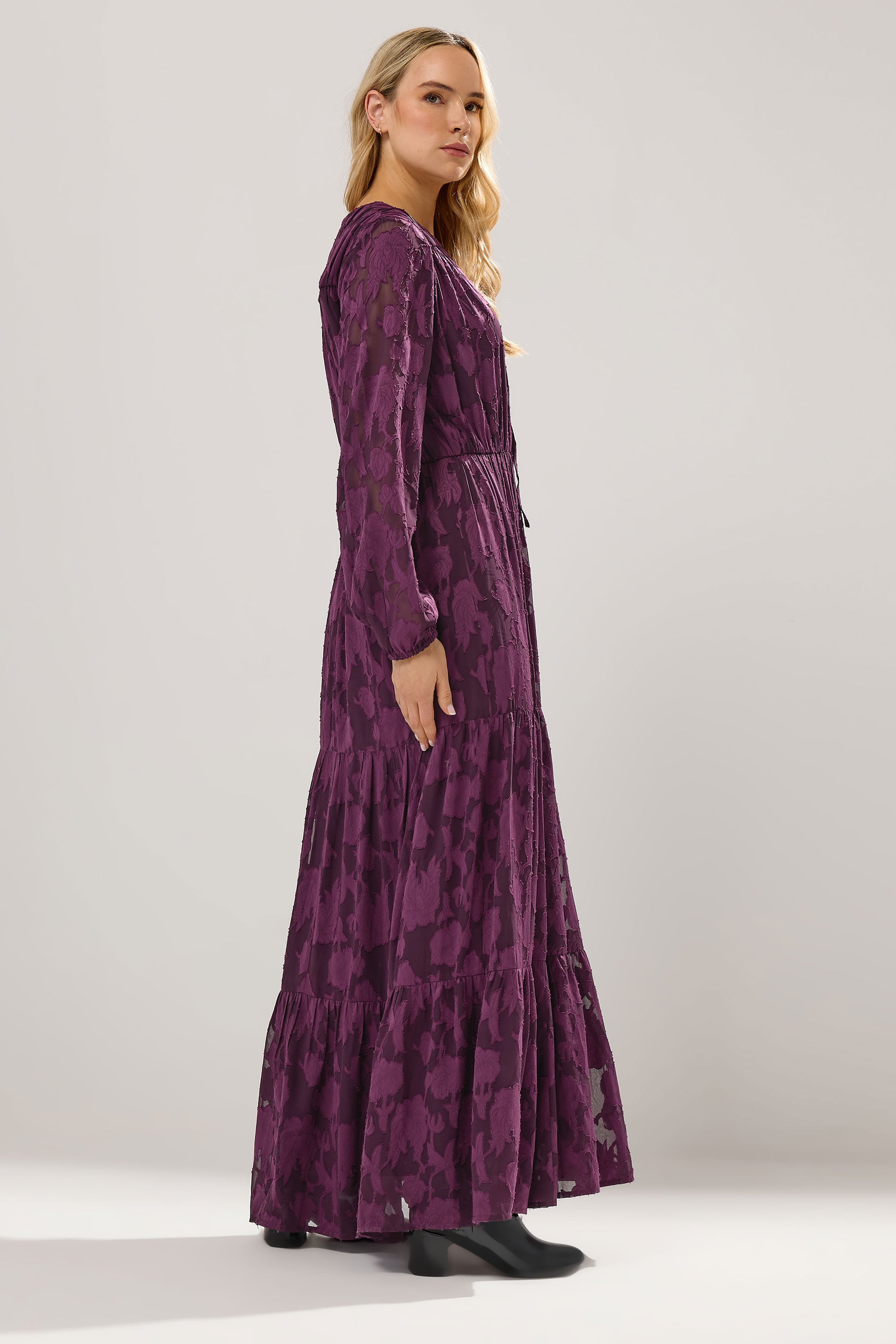 LTS Tall Purple Jacquard Boho Maxi Dress | Long Tall Sally 2