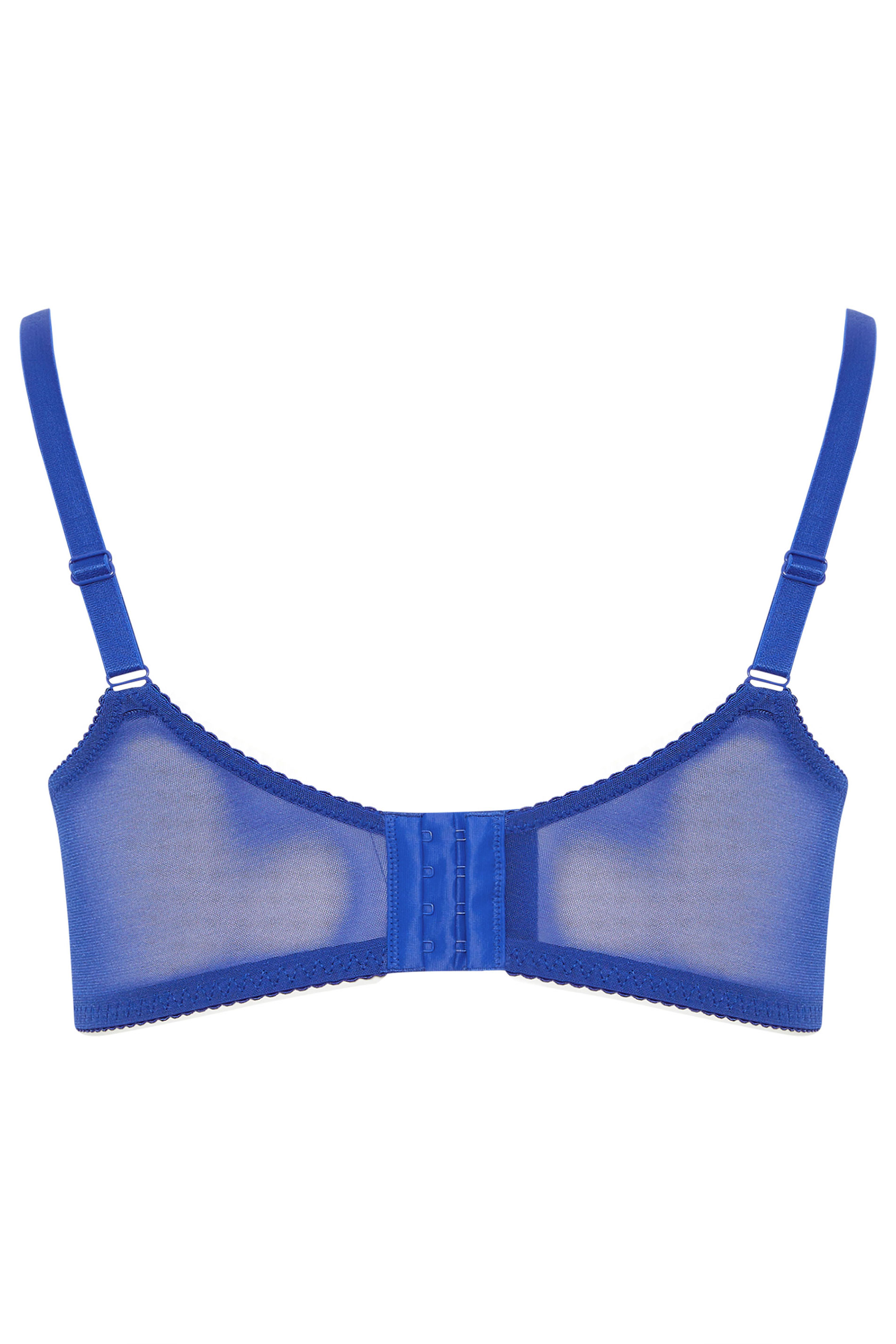 YOURS Plus Size Cobalt Blue Stretch Lace Non-Padded Underwired Balcony Bra | Yours Clothing 8