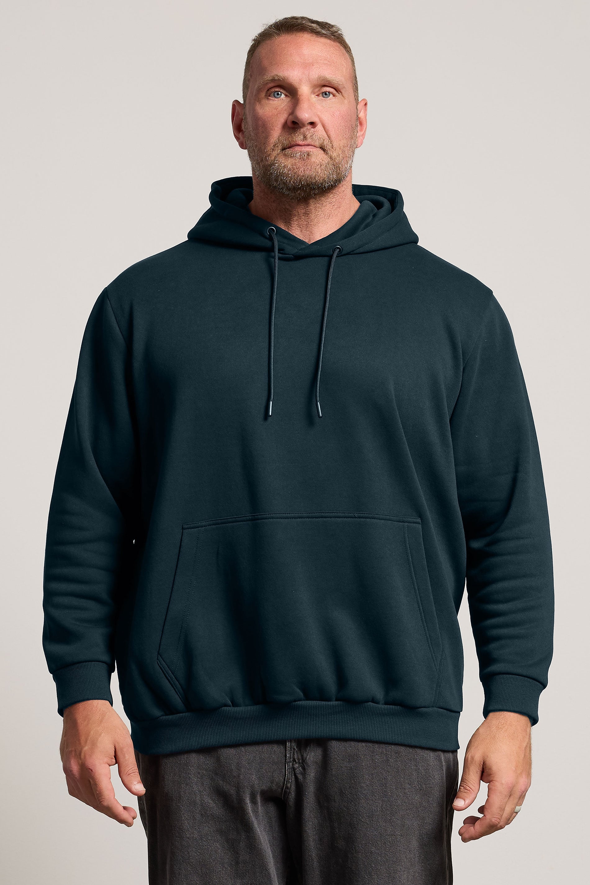 JACK & JONES Big & Tall Navy Blue Plain Hoodie | BadRhino 3