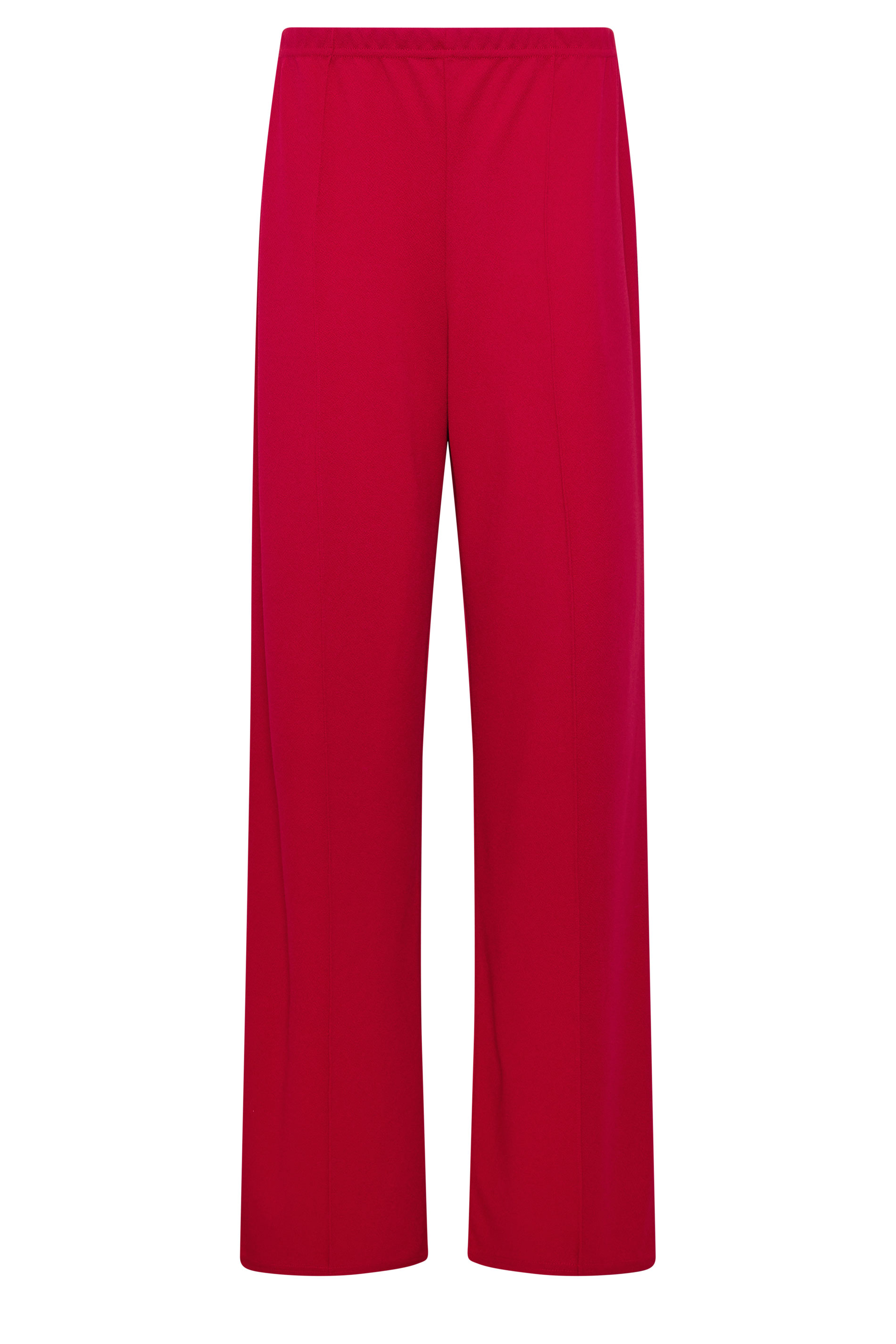 LTS Tall Women's Bright Red Textured Pleated Wide Leg Trousers | Long Tall Sally 5