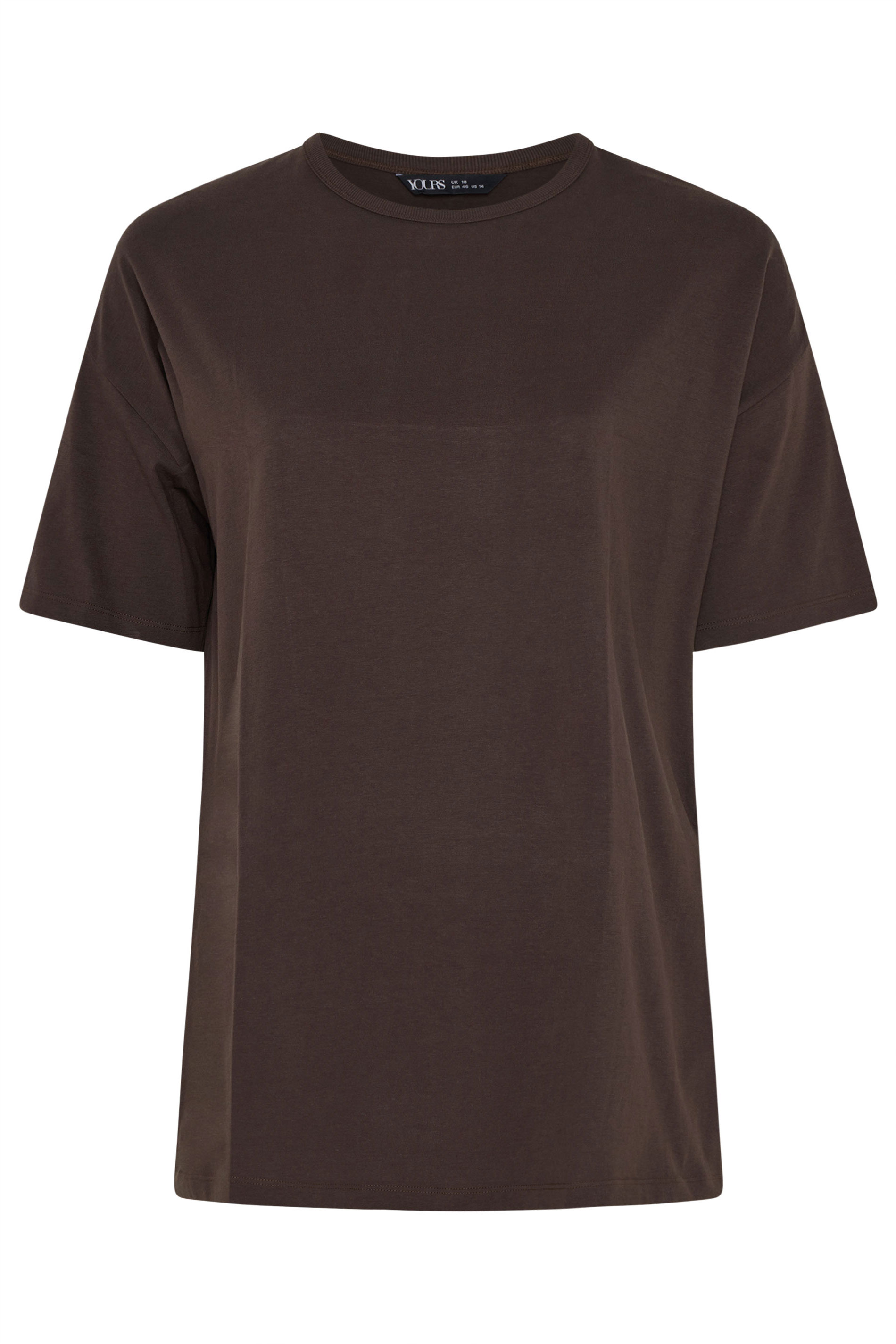 YOURS Plus Size Chocolate Brown Longline T-Shirt | Yours Clothing 5