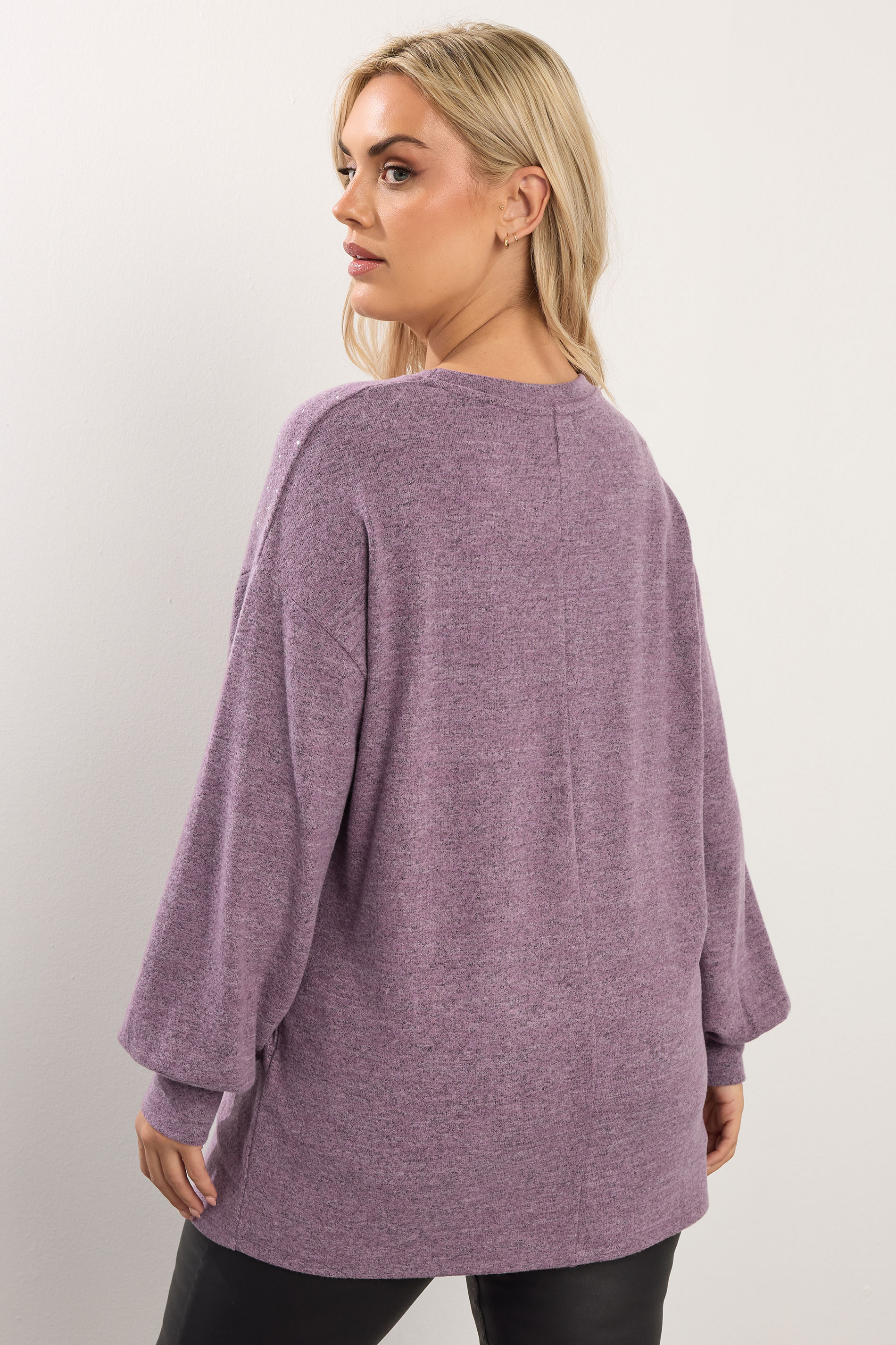 YOURS Plus Size Pink Studded Jumper | Yours Clothing 2