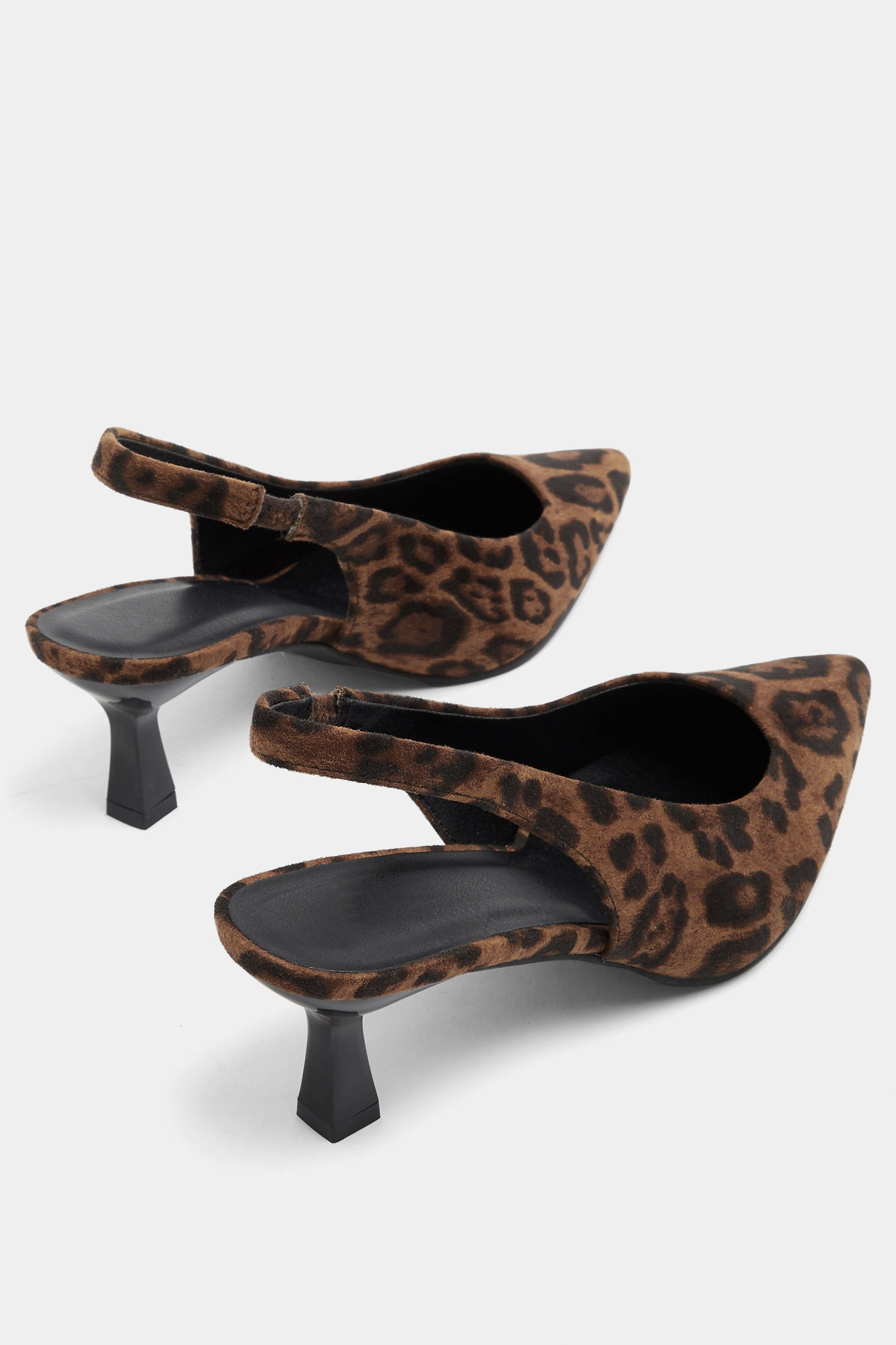 Brown Leopard Faux Suede Sling Back Heels In Wide E Fit | Yours Clothing 4